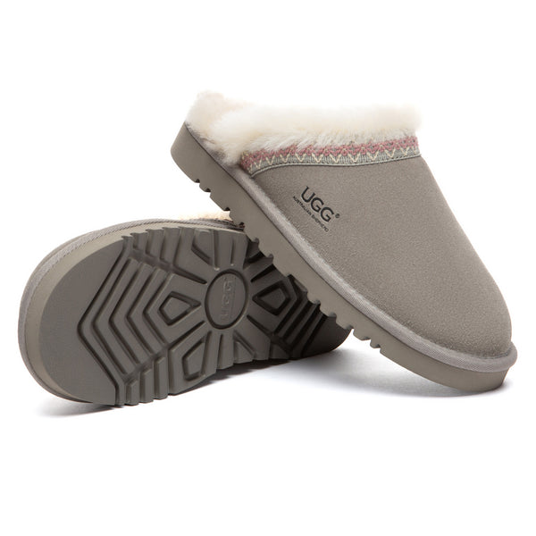 EverUgg Bohemian UGG slippers scuff with cozy design and plush interior, perfect for comfortable indoor wear.