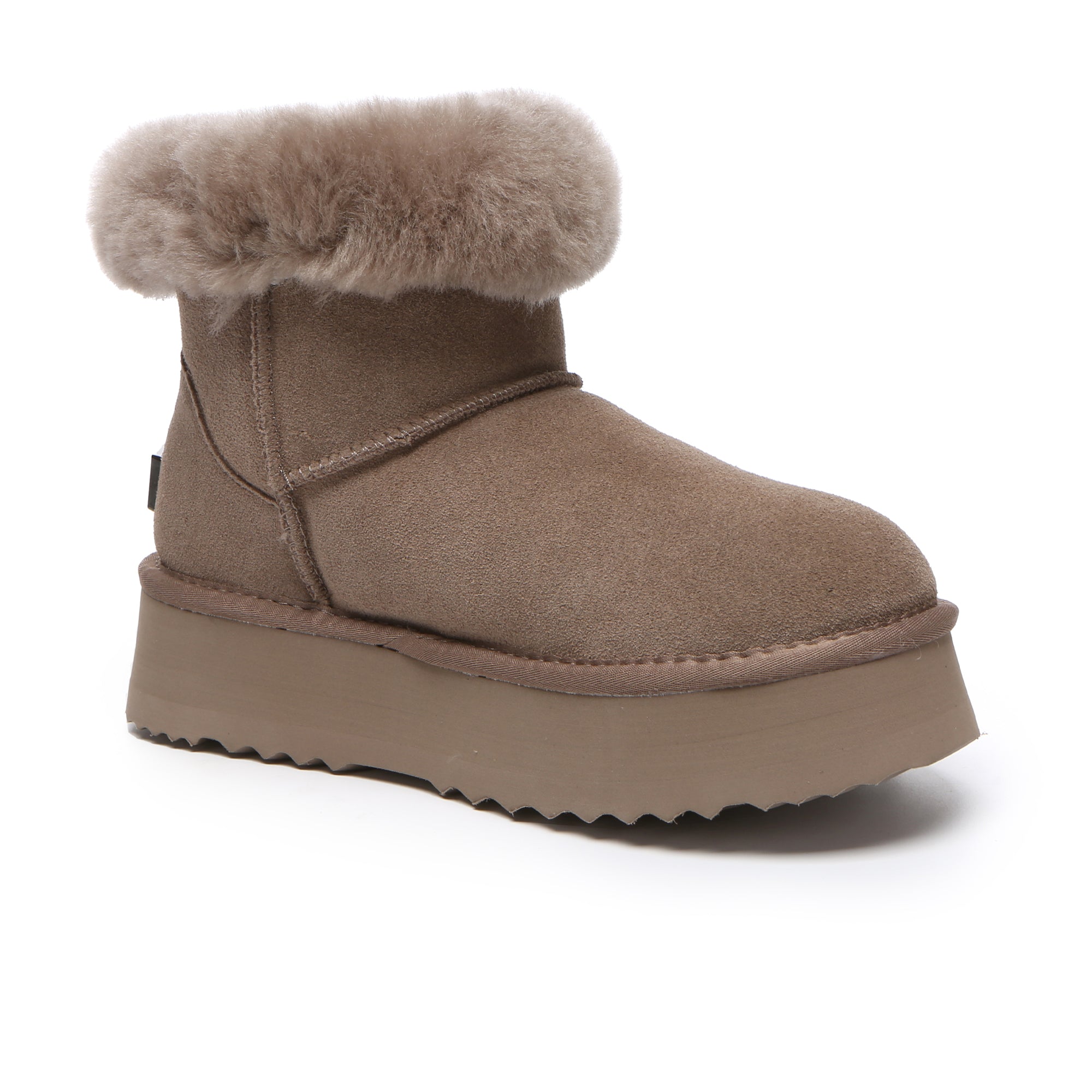 EverUgg Kaz Shearling Mini Platform UGG Boots for women, featuring plush shearling lining and stylish mini platform design.