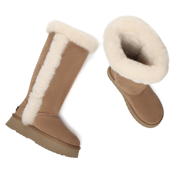 EverUgg Kaz Shearling Tall UGG boots for women with plush shearling lining and tall, stylish design.