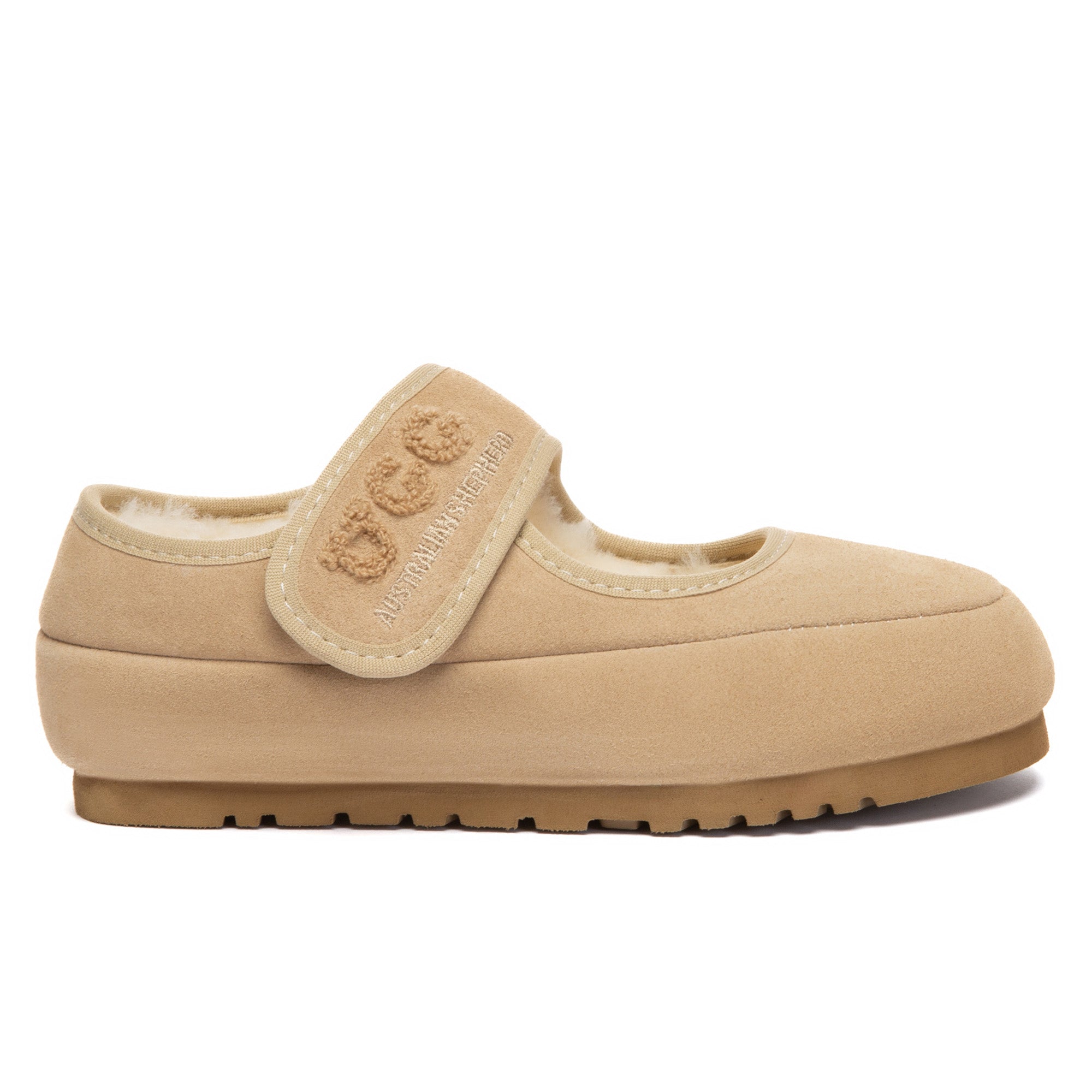 Kids adjustable strap Mary Jane slippers by EverUgg featuring soft slippers with a secure strap and classic design.