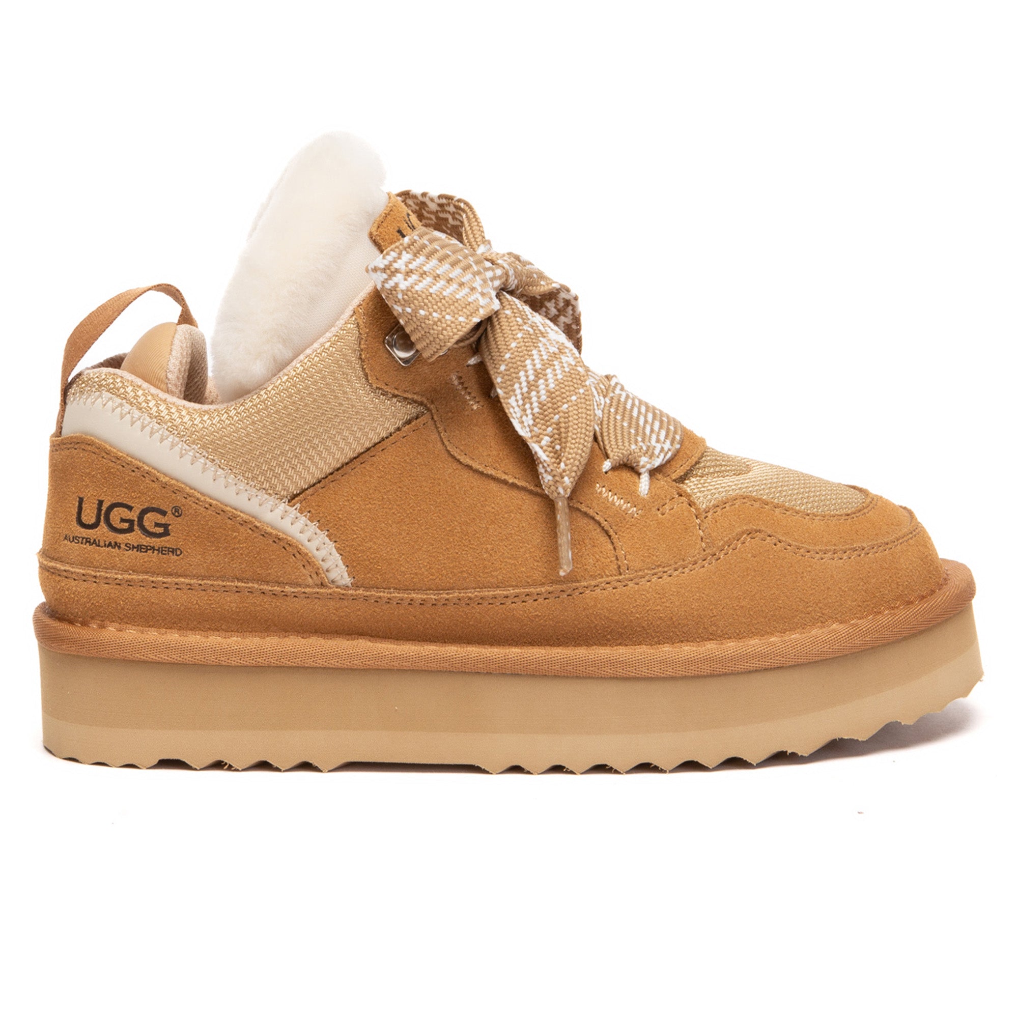 Kids UGG platform lace-up boots by EverUgg, featuring a stylish design with durable soles and comfortable fit.