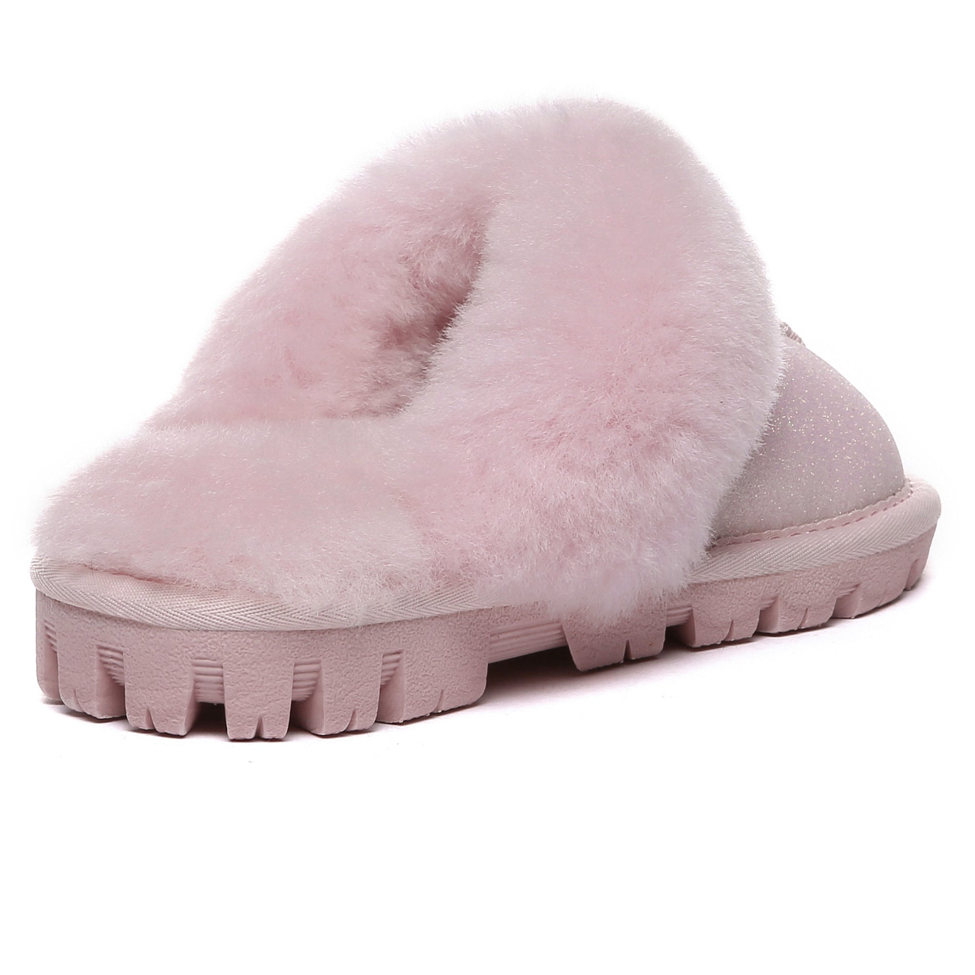 Kids' Sparkle UGG slippers from EverUgg featuring a soft, plush design with glittery accents and cozy interior for comfortable wear.