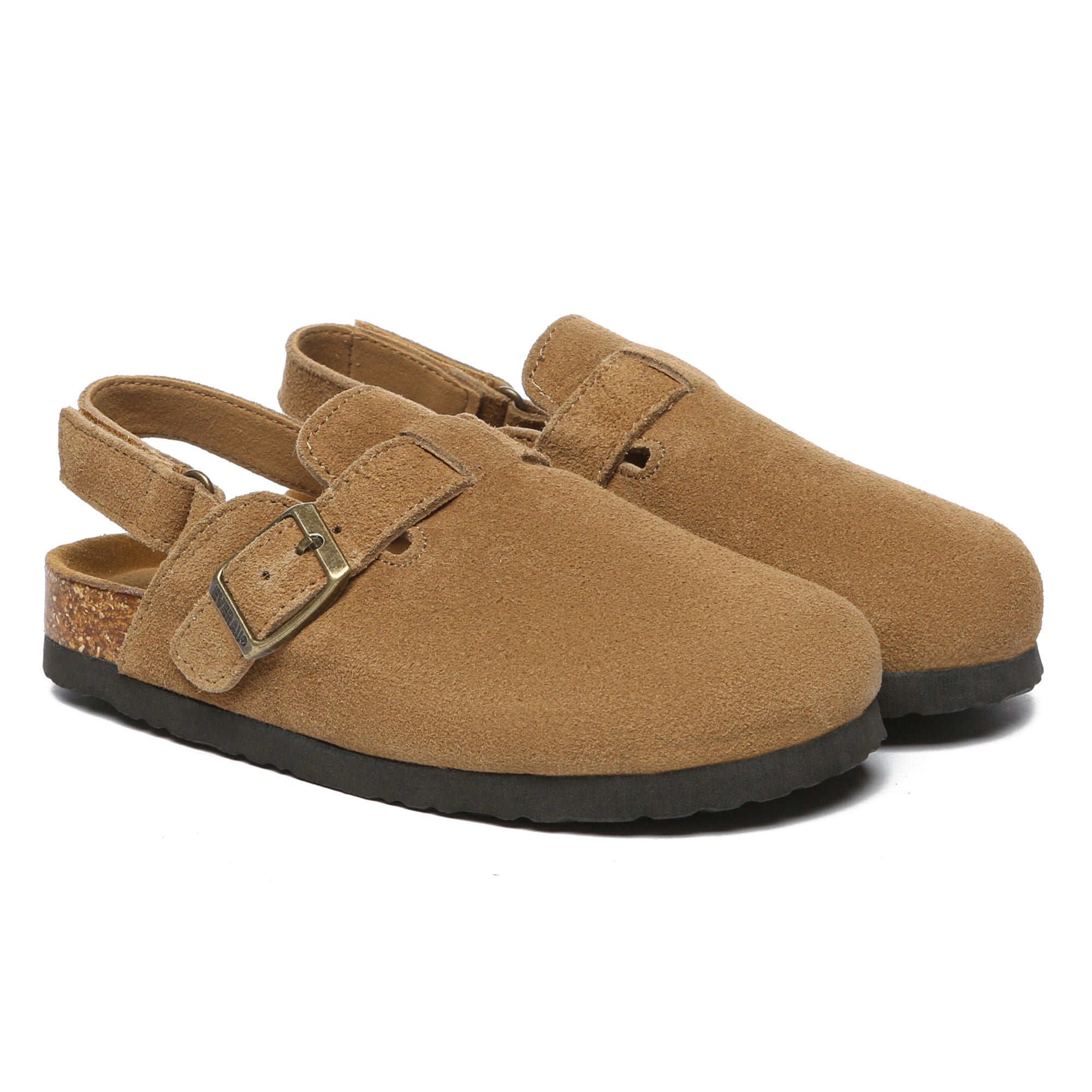Kids suede slingback clogs sandals by EverUgg featuring soft suede material and open-toe design.