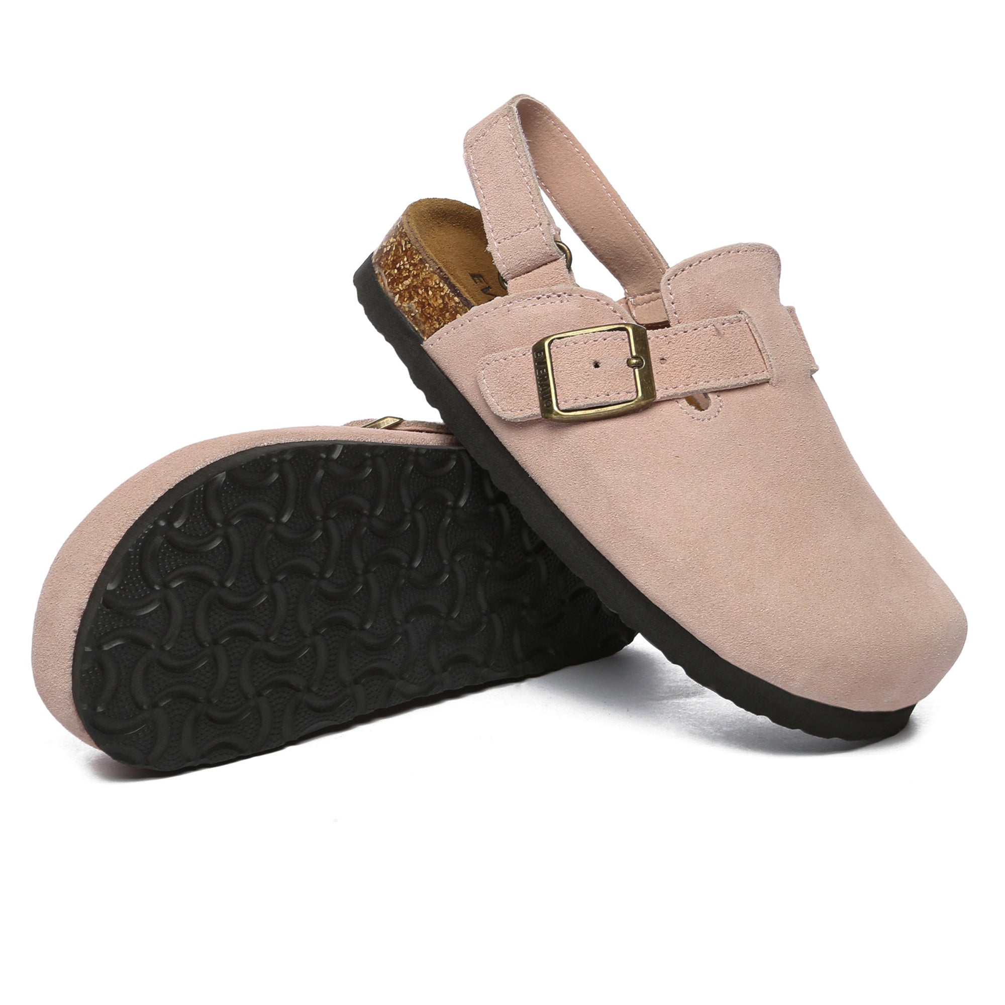 Kids suede slingback clogs sandals from EverUgg with soft suede straps and a comfortable sole.