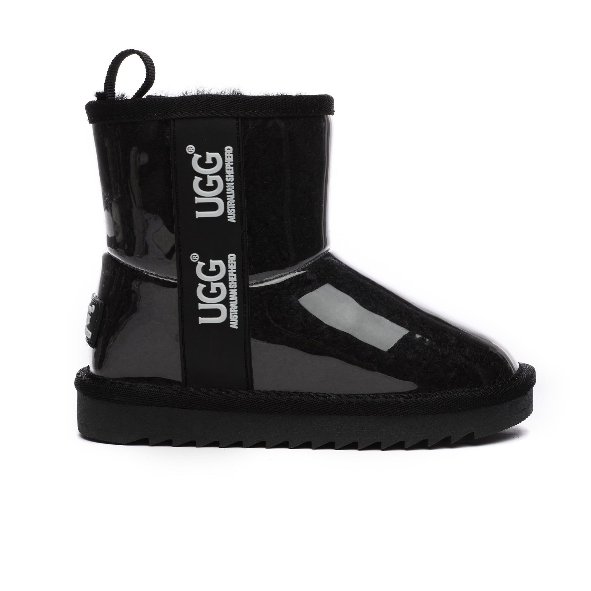 Kids waterproof UGG boots by EverUgg featuring navy color, plush interior, and sturdy rubber soles for outdoor winter wear.
