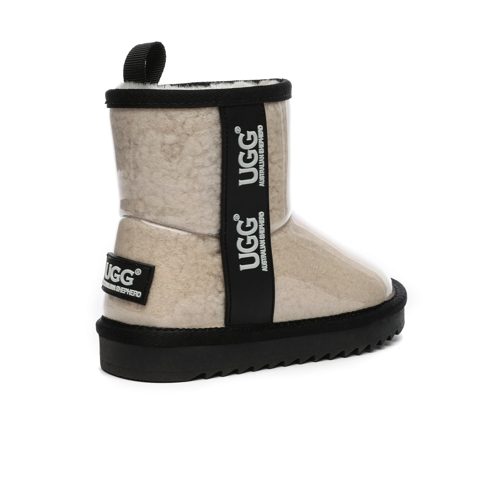 Kids waterproof UGG boots by EverUgg featuring brown leather and cozy sheepskin lining, suitable for winter weather.