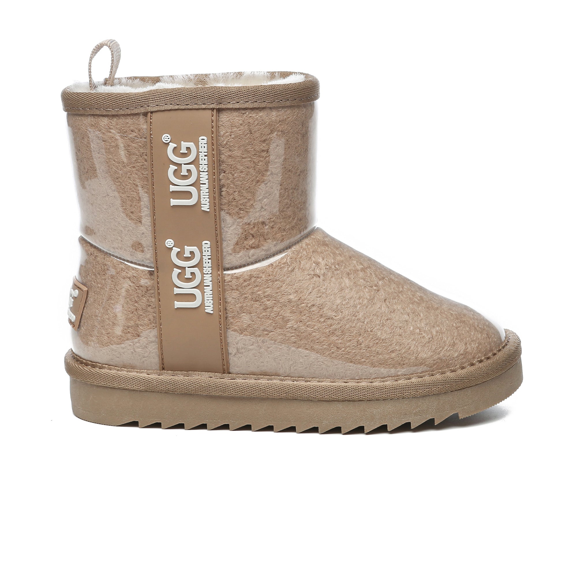 Kids waterproof UGG boots in chestnut color by EverUgg, featuring cozy fleece lining and durable waterproof leather exterior.