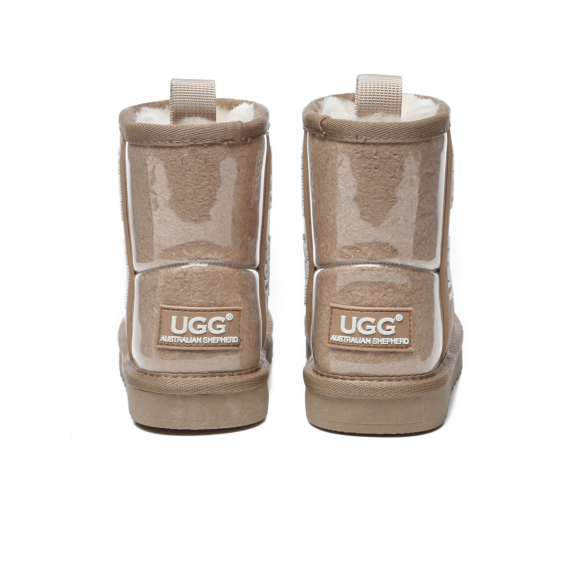 Kids waterproof UGG boots in chestnut color by EverUgg, featuring soft suede material and cozy lining for winter wear.