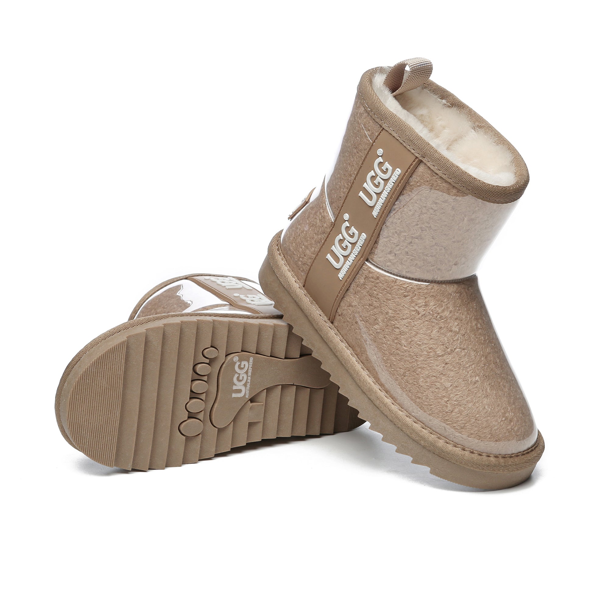 Kids waterproof UGG boots in chestnut color by EverUgg, featuring soft sheepskin lining and durable waterproof exterior.
