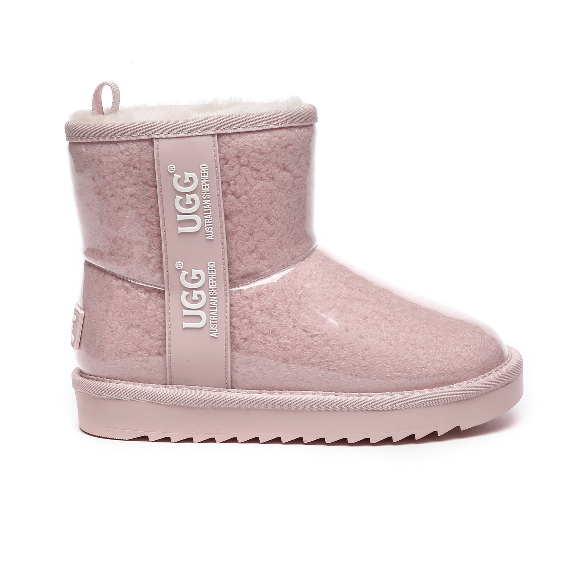 Pink kids waterproof UGG boots by EverUgg featuring plush lining and durable waterproof material for outdoor wear.