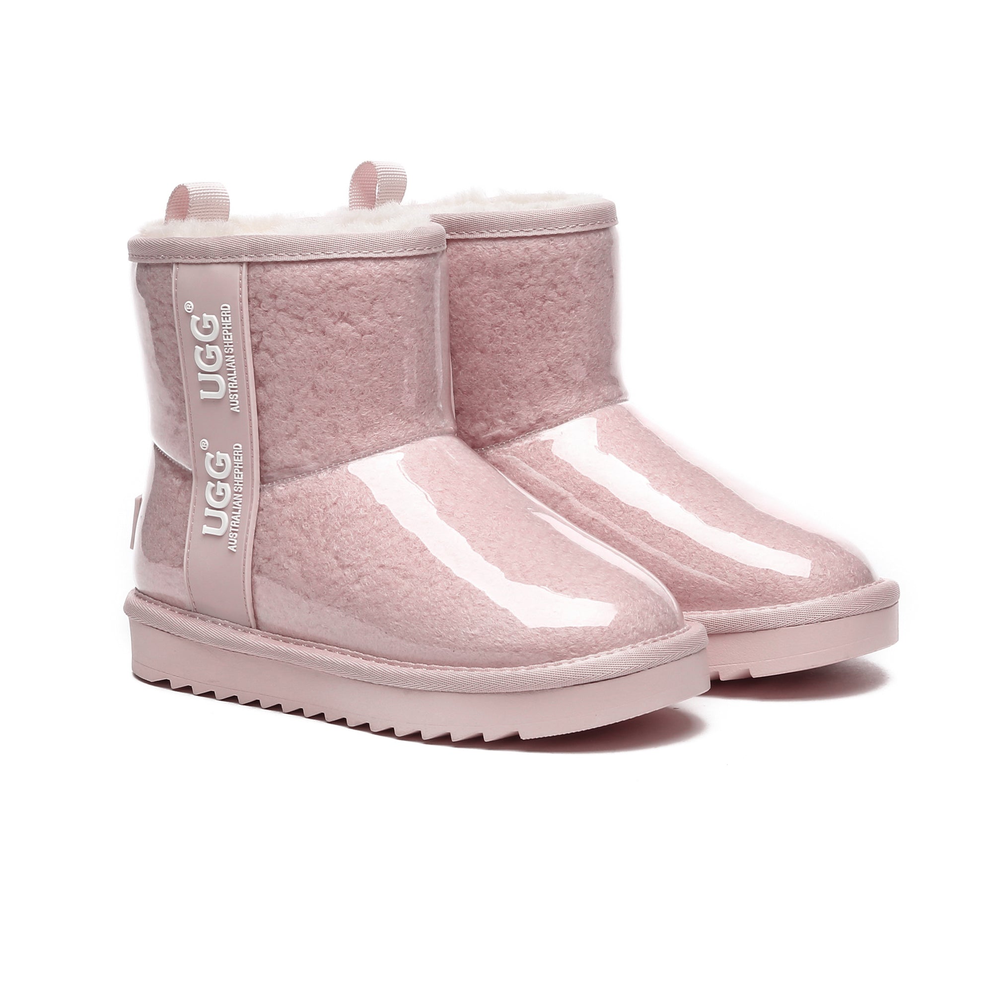 Pink kids waterproof UGG boots by EverUgg with plush lining and durable soles, perfect for wet weather and cold days.