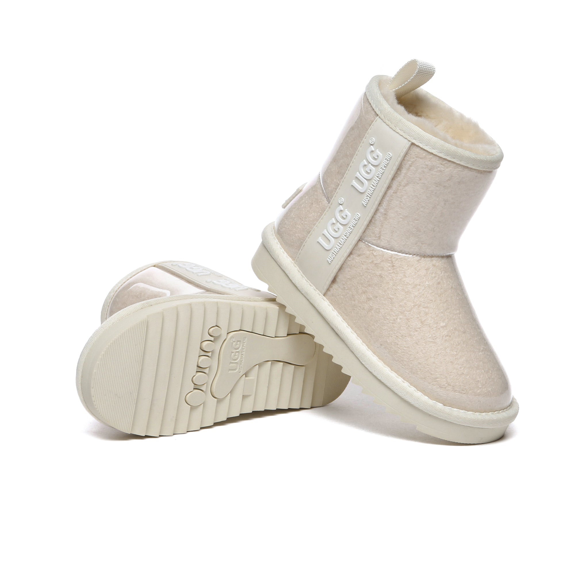 Kids waterproof UGG boots by EverUgg in cream milk color, featuring plush lining and durable waterproof exterior.