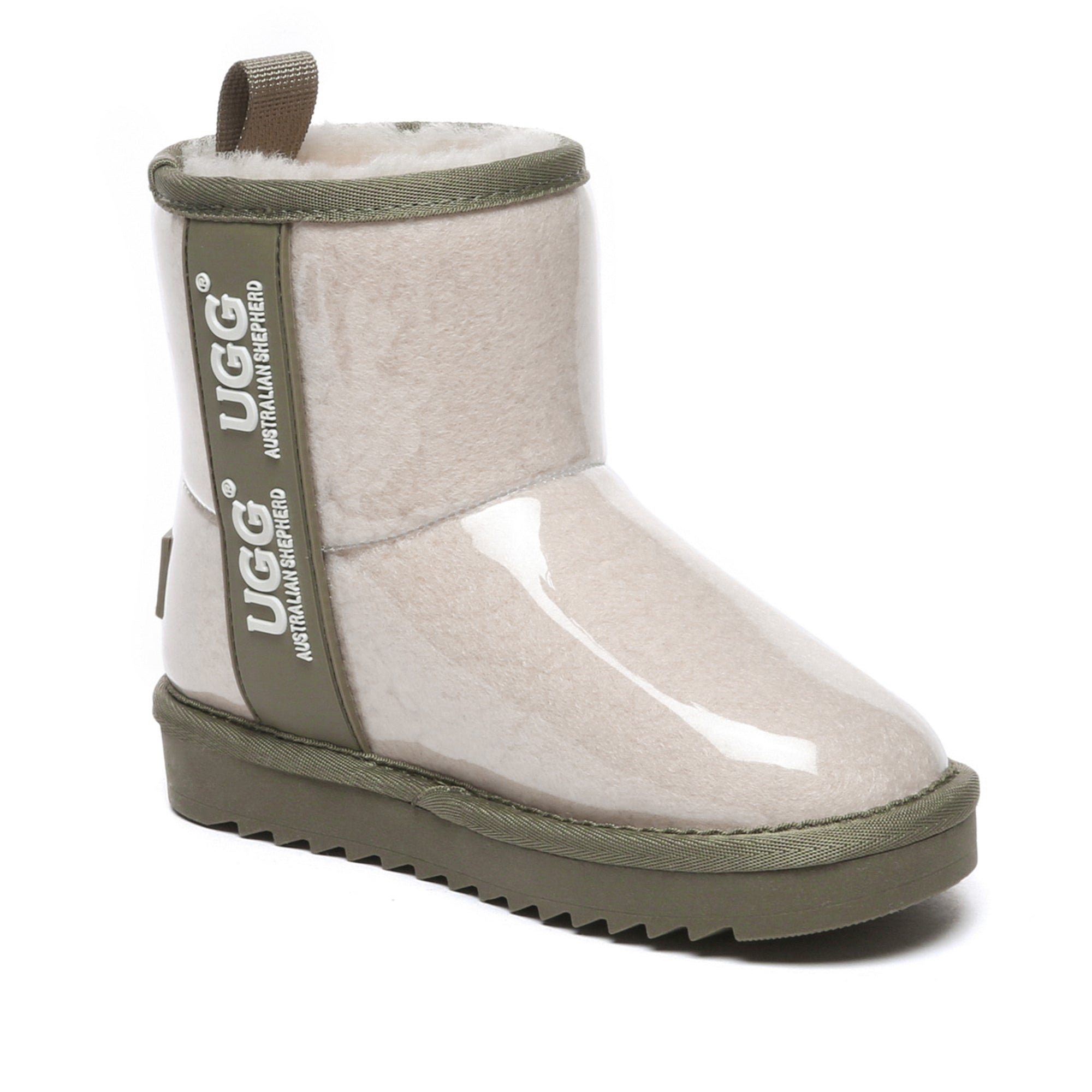Kids waterproof UGG boots by EverUgg in cream Caribou style, featuring cozy shearling lining and durable waterproof exterior.