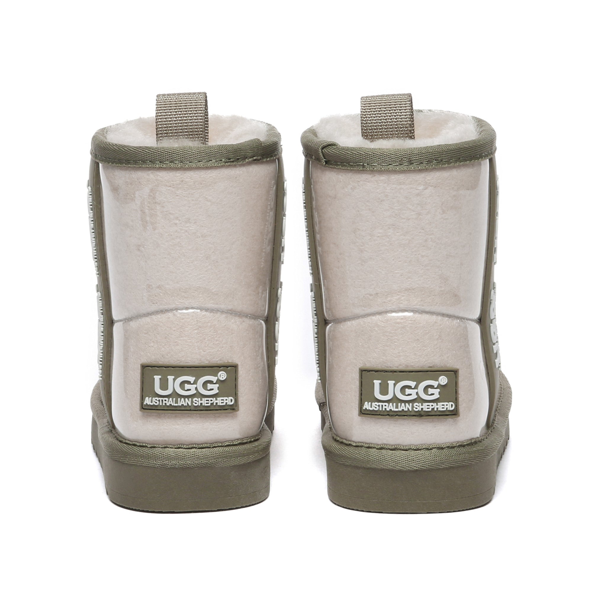 Kids waterproof UGG boots in cream Caribou style by EverUgg, featuring cozy fleece lining and durable waterproof design.