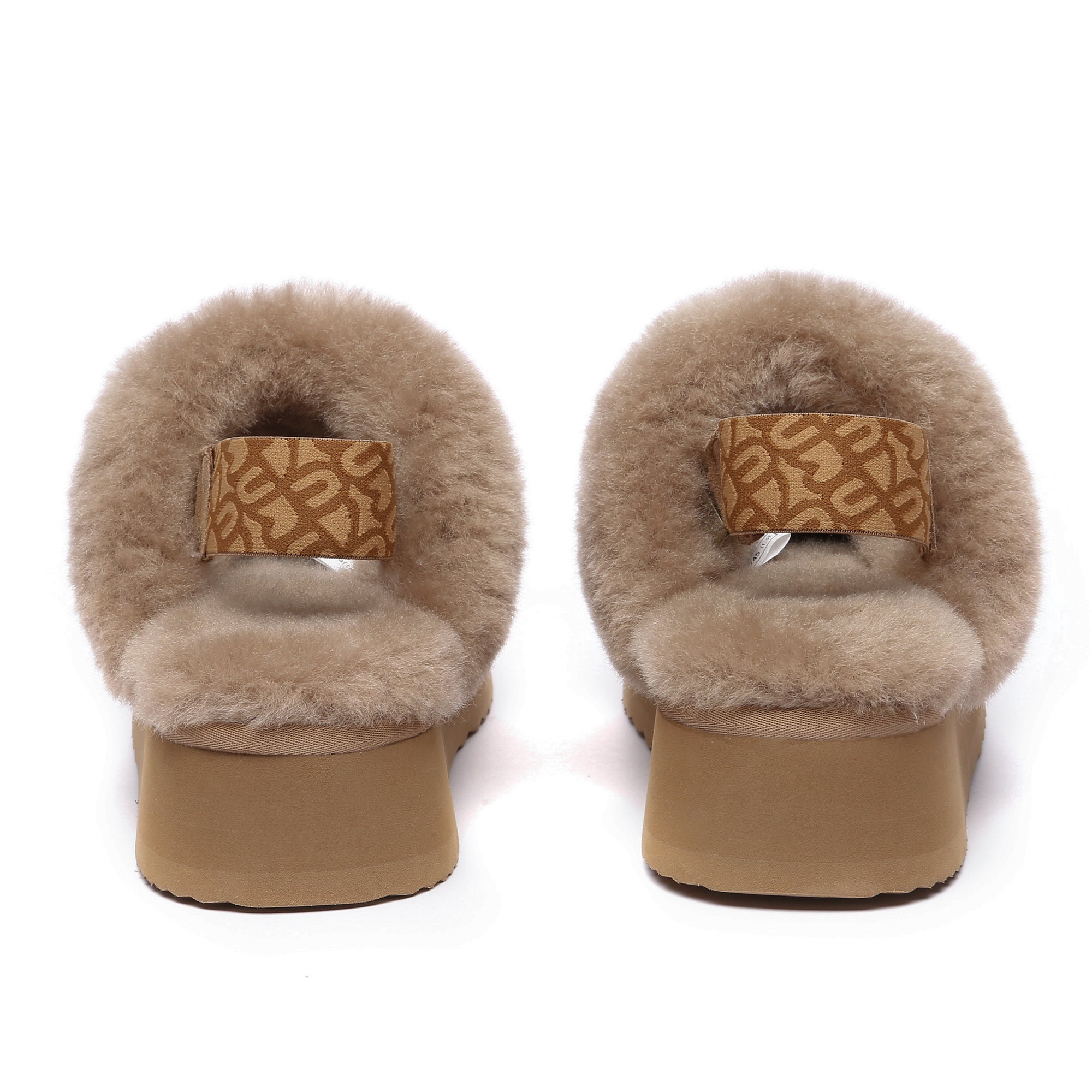 Caramel EverUgg Kirra platform slippers with plush lining and thick sole, ideal for cozy indoor wear.
