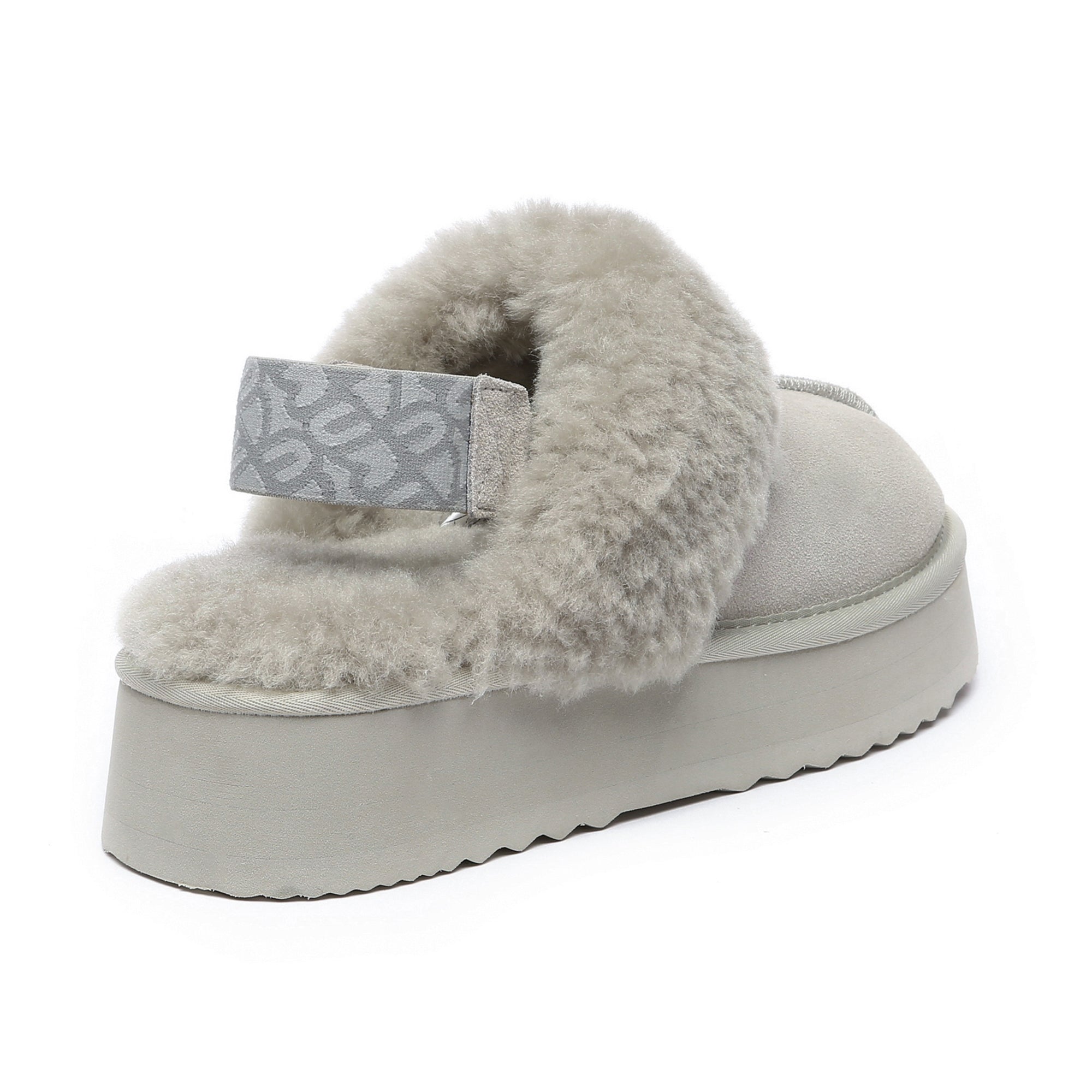 EverUgg Kirra Platform UGG slippers in goat grey with thick sole and cozy design, perfect for comfortable indoor wear.