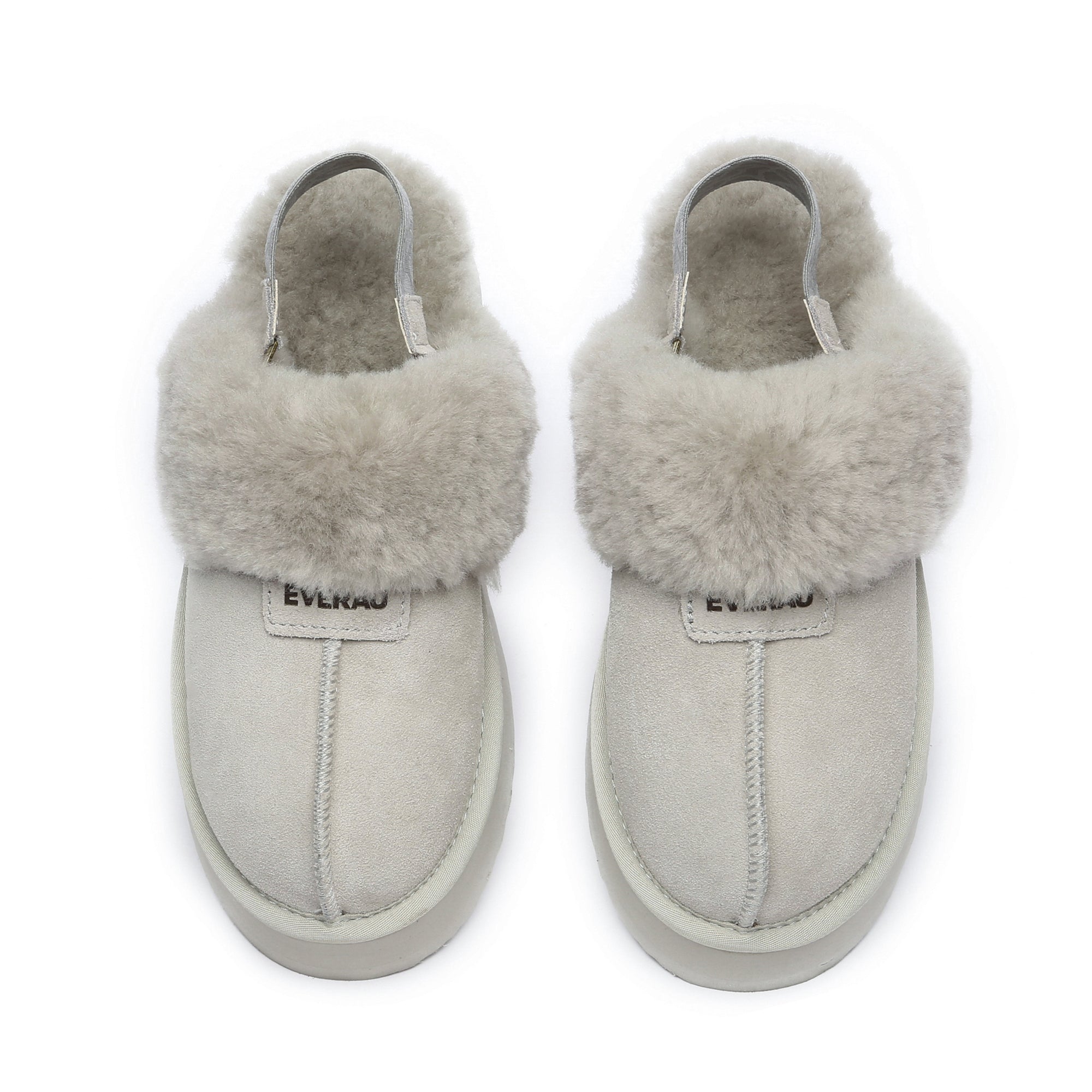 EverUgg Kirra Platform UGG slippers in grey featuring a thick platform sole and soft, cozy material.