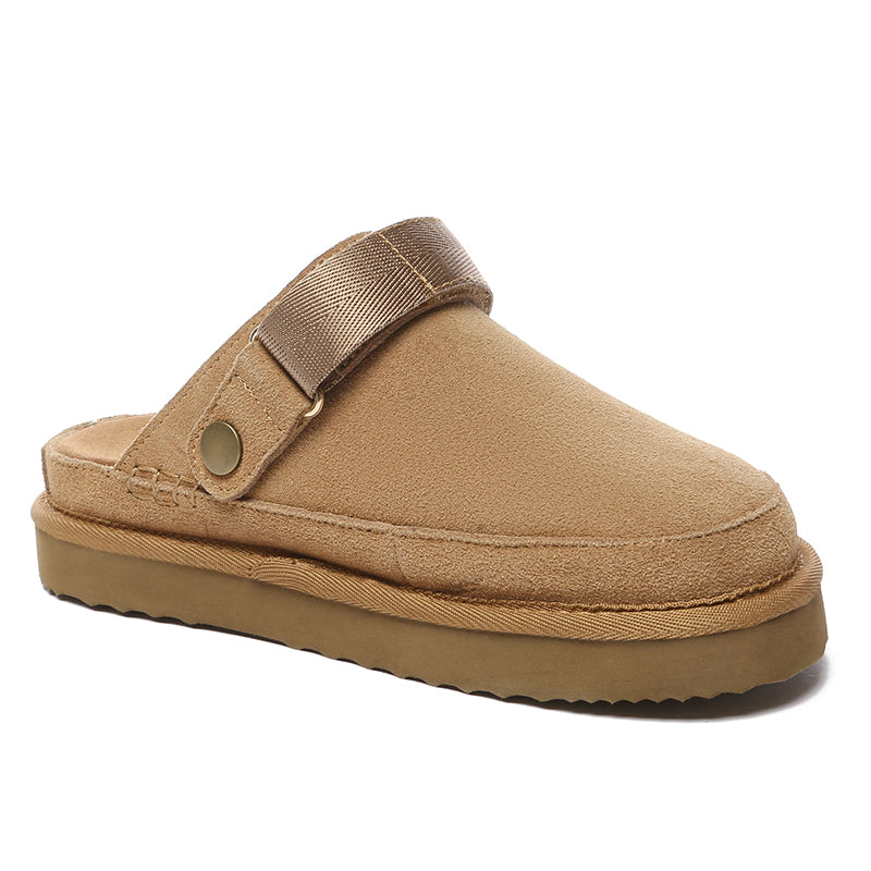 EverUgg Kylee UGG slippers shown in chestnut color with plush lining, comfortable slip-on design for cozy indoor wear.