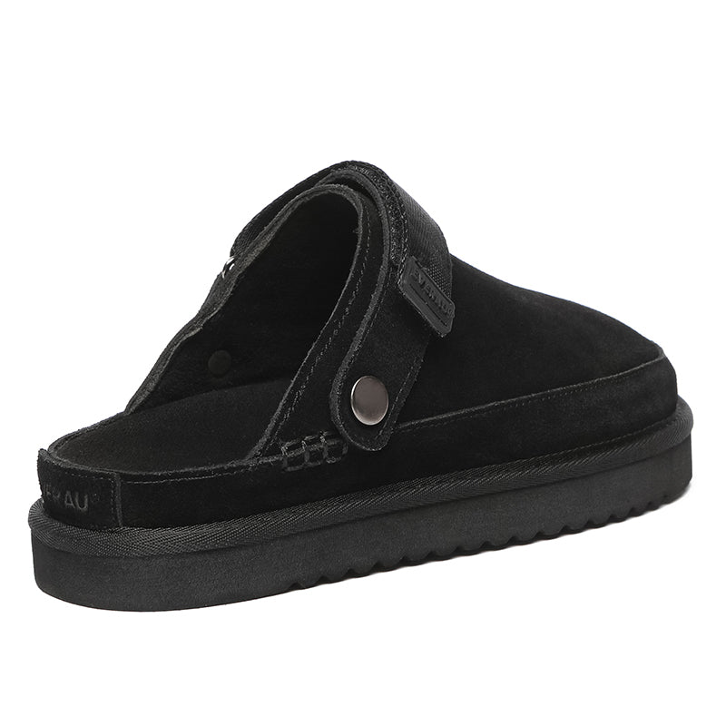 Black EverUgg Kylee UGG slippers with soft lining and slip-on design, ideal for cozy indoor wear.