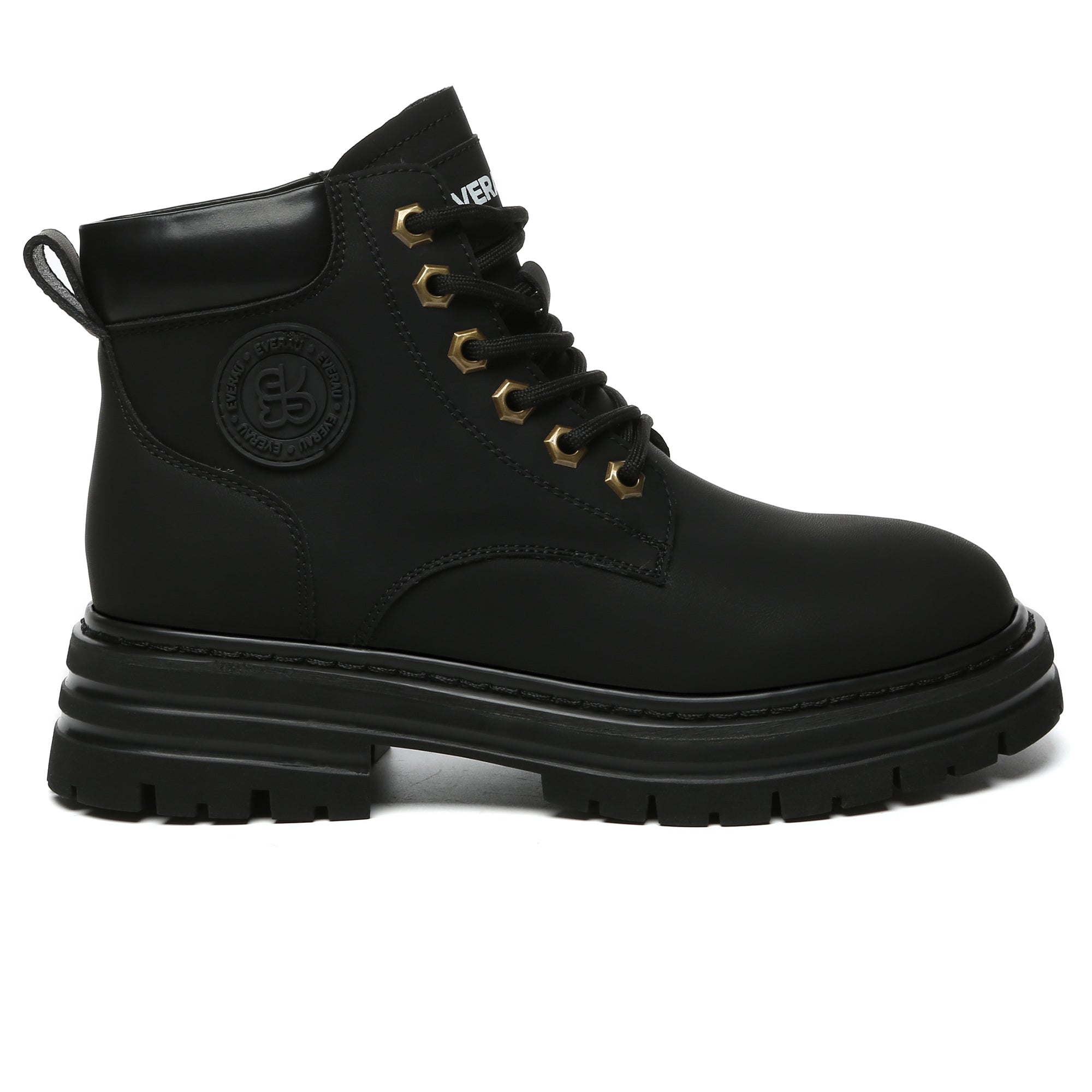 EverUgg leather high top women's fashion boots with lace-up design and sturdy soles, perfect for stylish outdoor wear.