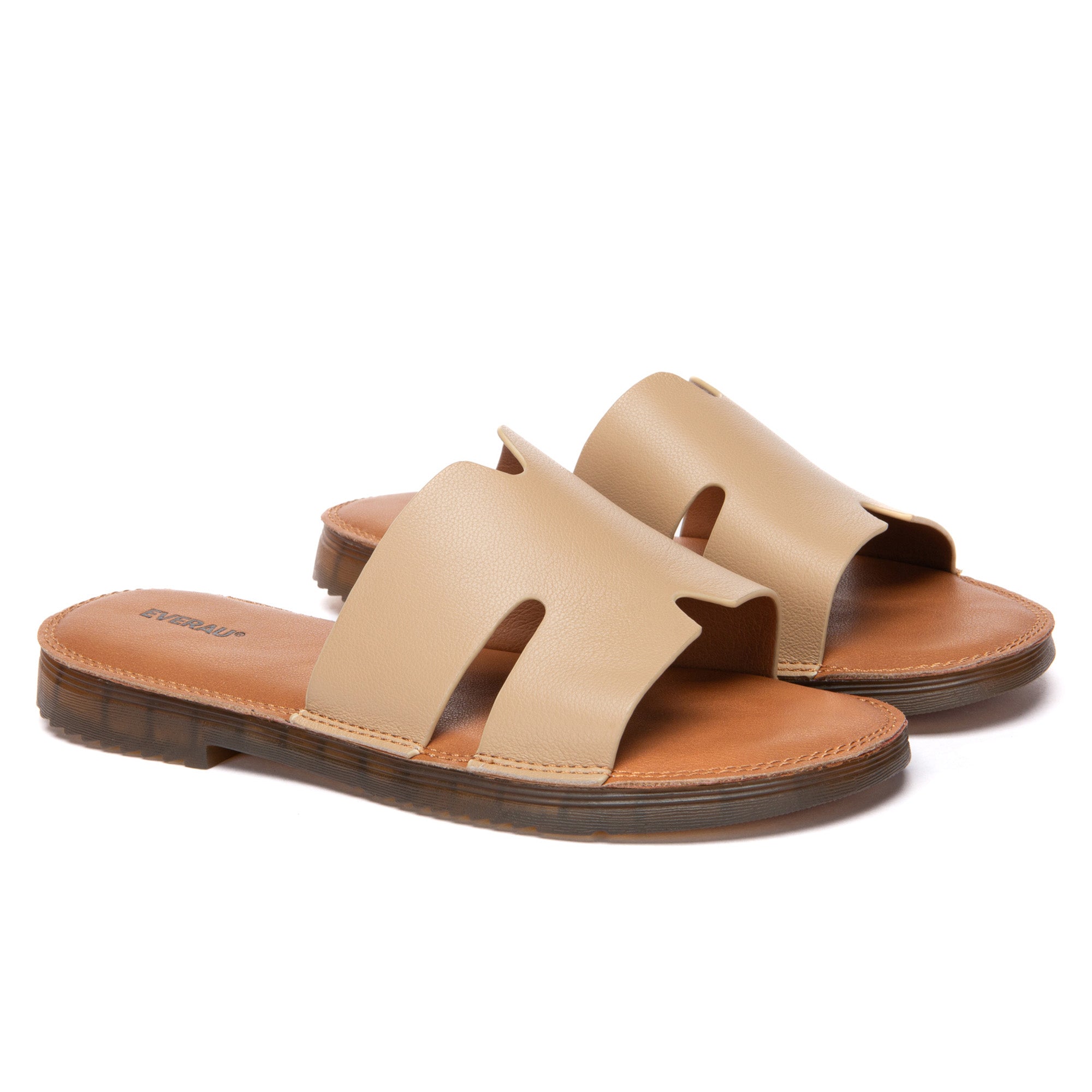 EverUgg leather woven flat slides for women, showcasing their stylish design and comfortable slip-on style.