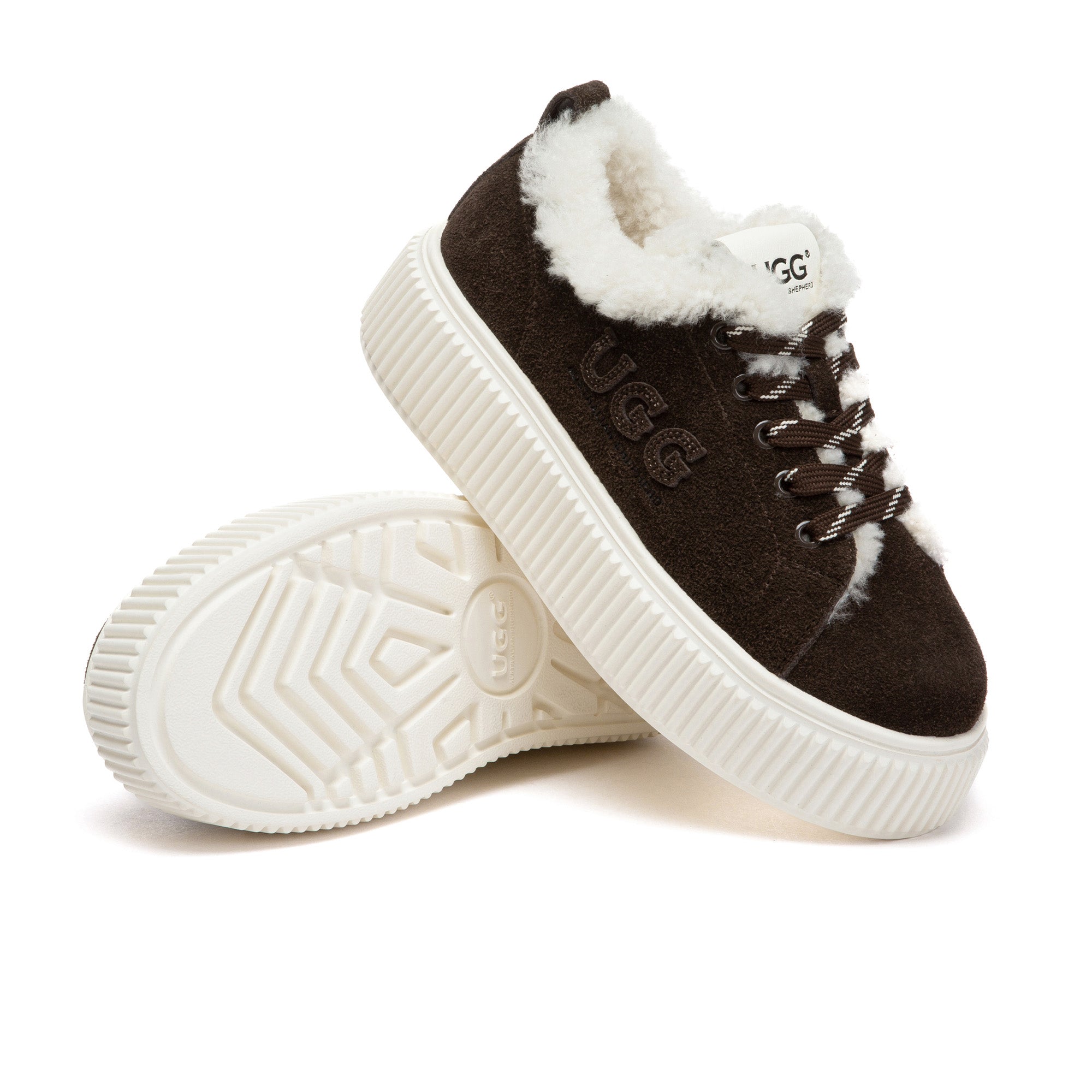 EverUgg Lorne UGG platform sneakers, stylish shoes with chunky soles and casual design, shown from a side angle.