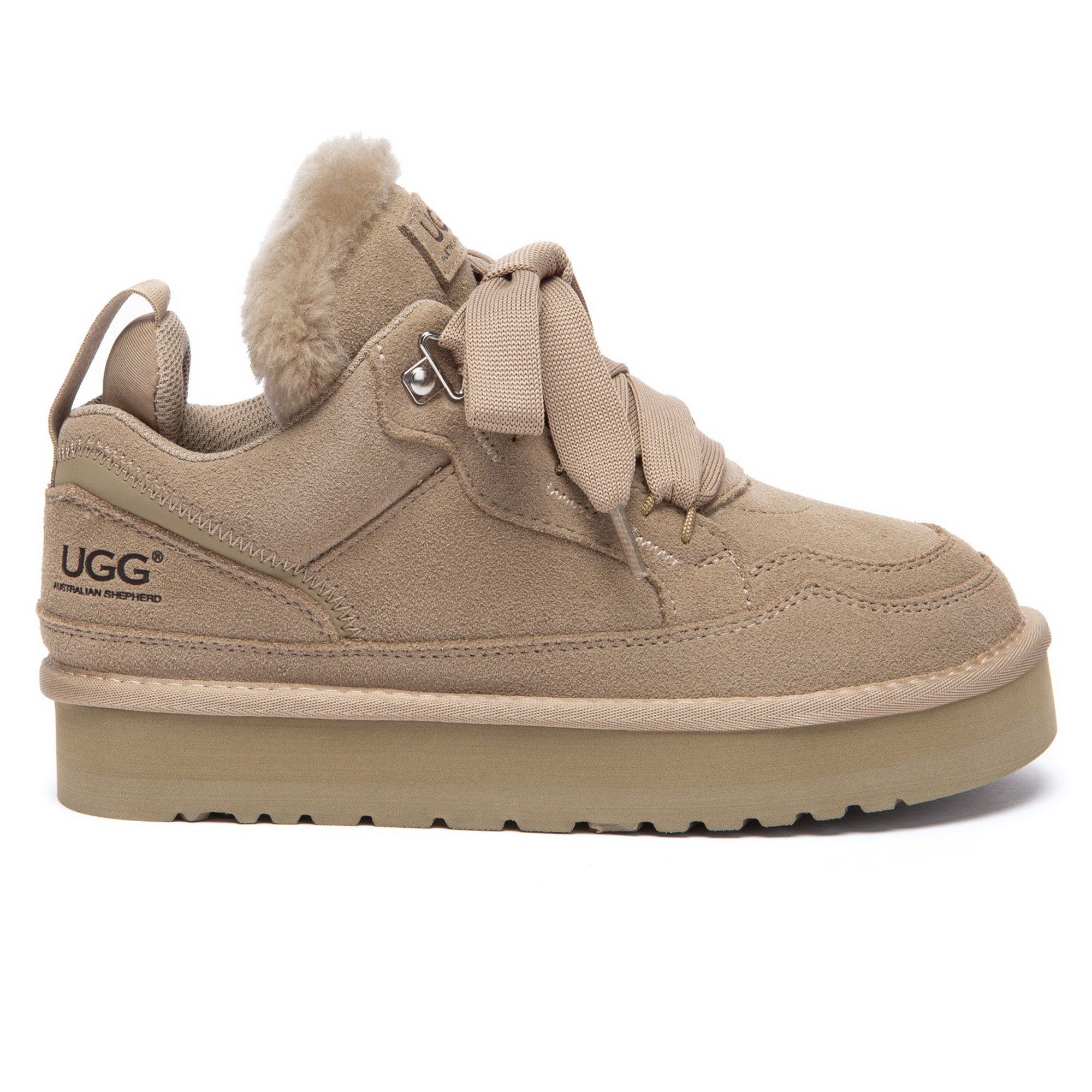 EverUgg Lowmael Lace-Up Sneakers featuring breathable fabric, white rubber soles, and stylish design for casual wear.