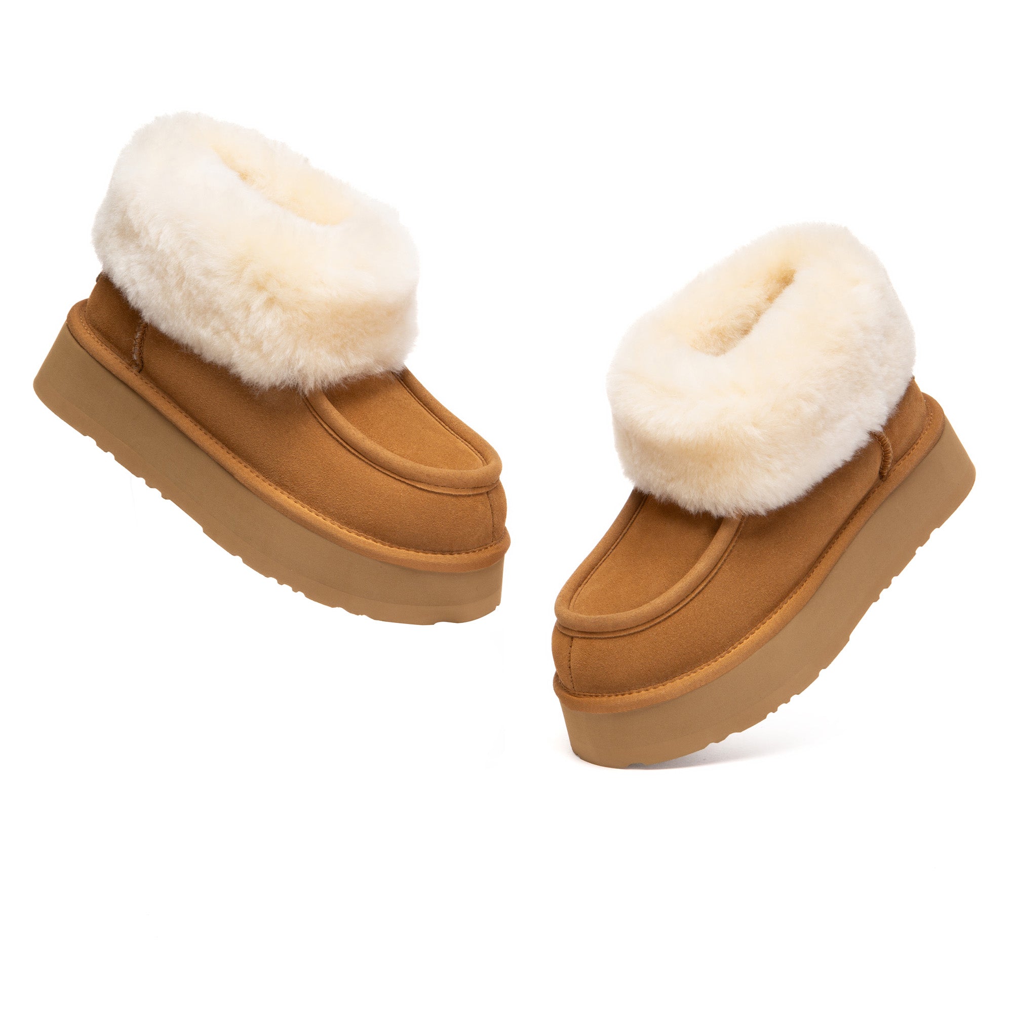 EverUgg Luffy ankle platform UGG slippers featuring soft material and chunky soles, perfect for cozy casual wear.