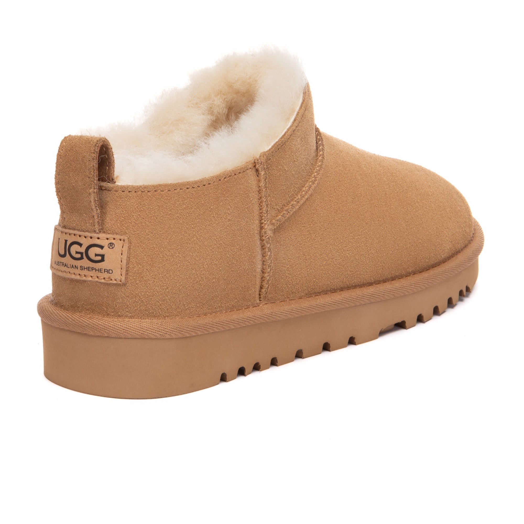 EverUgg Lune Nano Ankle Classic UGG Boots in neutral color with plush sheepskin lining and sturdy outsole.