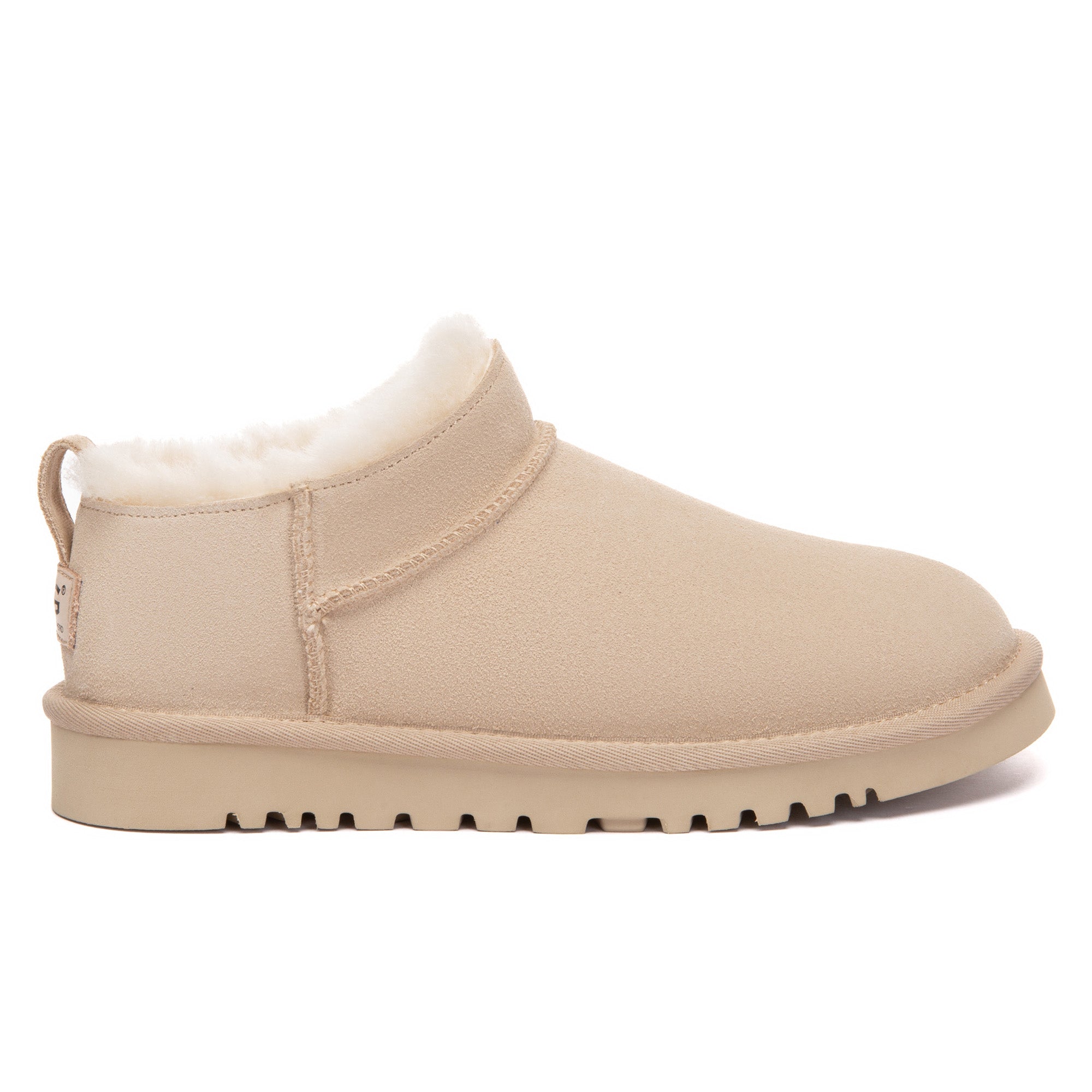 EverUgg Lune Nano Ankle Classic UGG Boots in neutral color, featuring soft sheepskin lining and ankle-length design.
