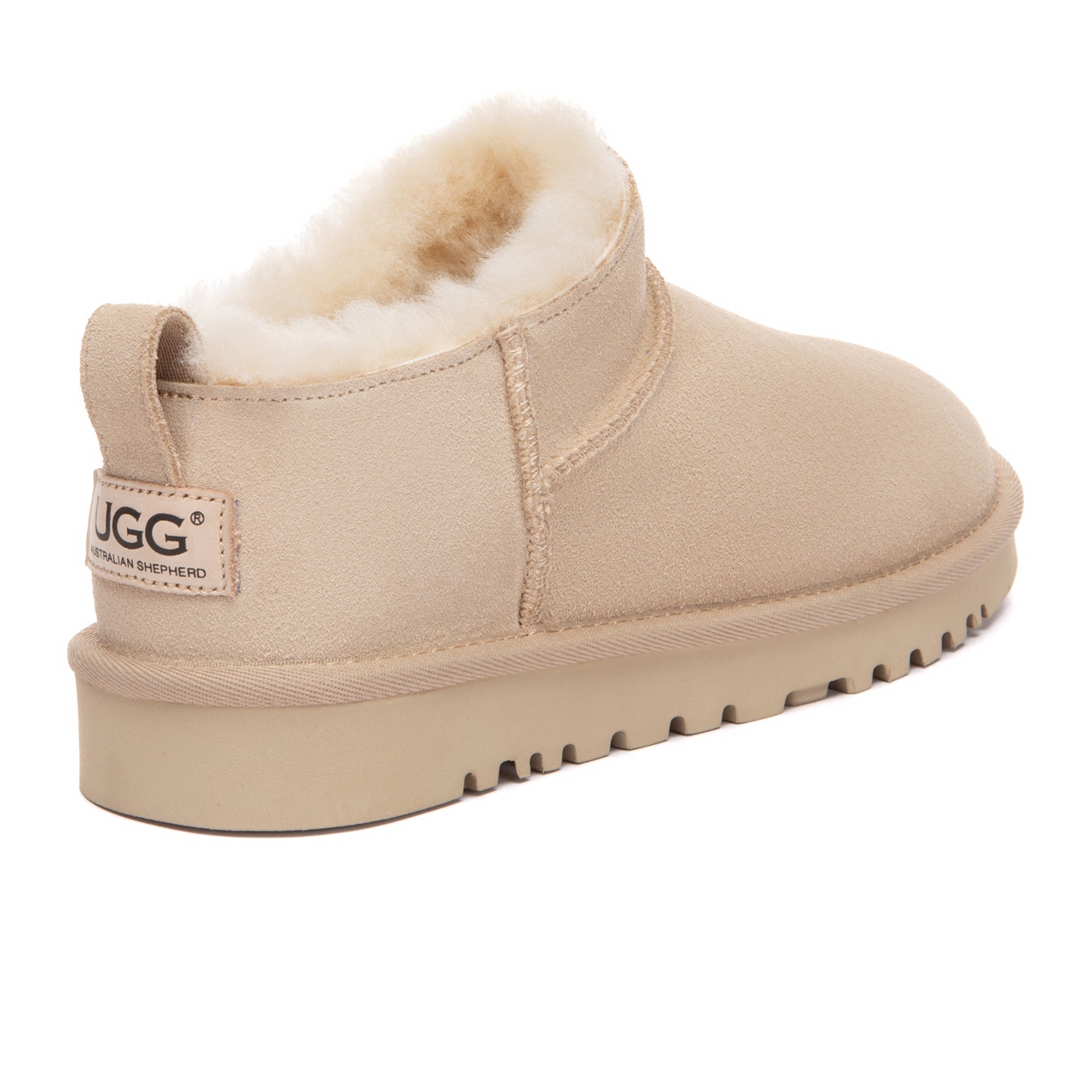 EverUgg Lune Nano Ankle Classic UGG Boots in neutral color, featuring plush shearling lining and iconic UGG design.
