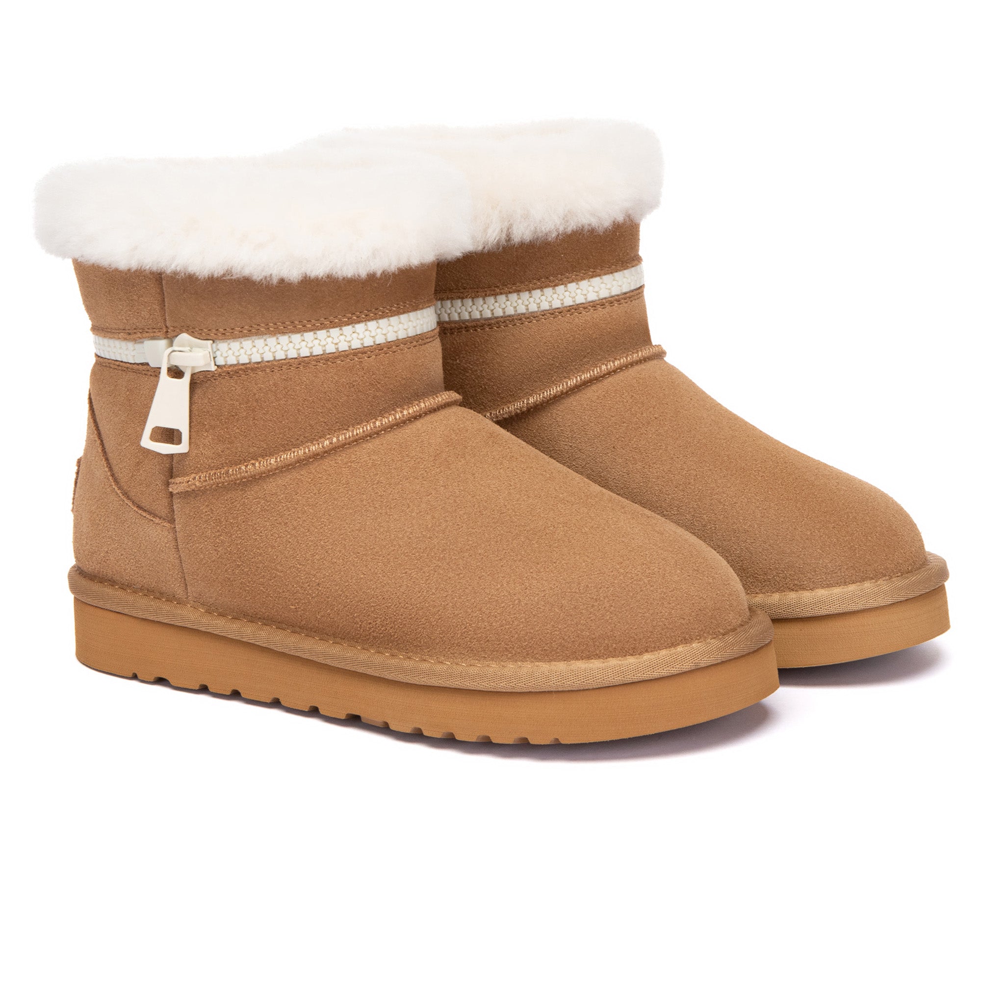 EverUgg Lynn Zip Mini Ankle UGG boots for women, featuring a stylish design with a zip closure and plush interior.