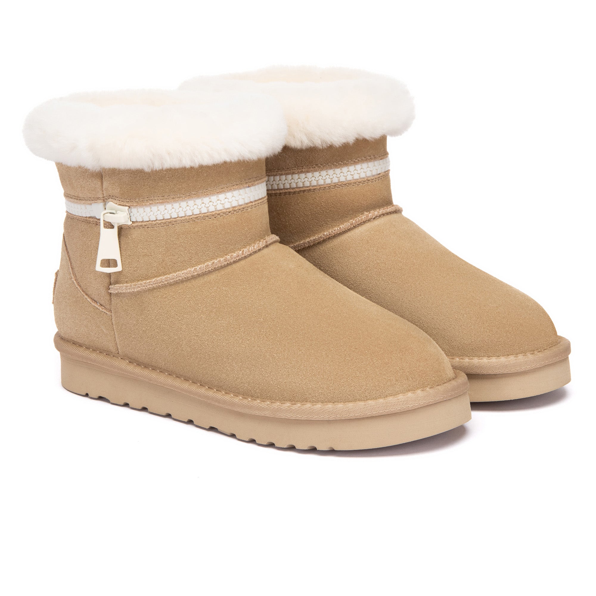 EverUgg Lynn Zip Mini ankle UGG boots for women featuring a cozy design and zip closure, stylishly displayed on a neutral background.