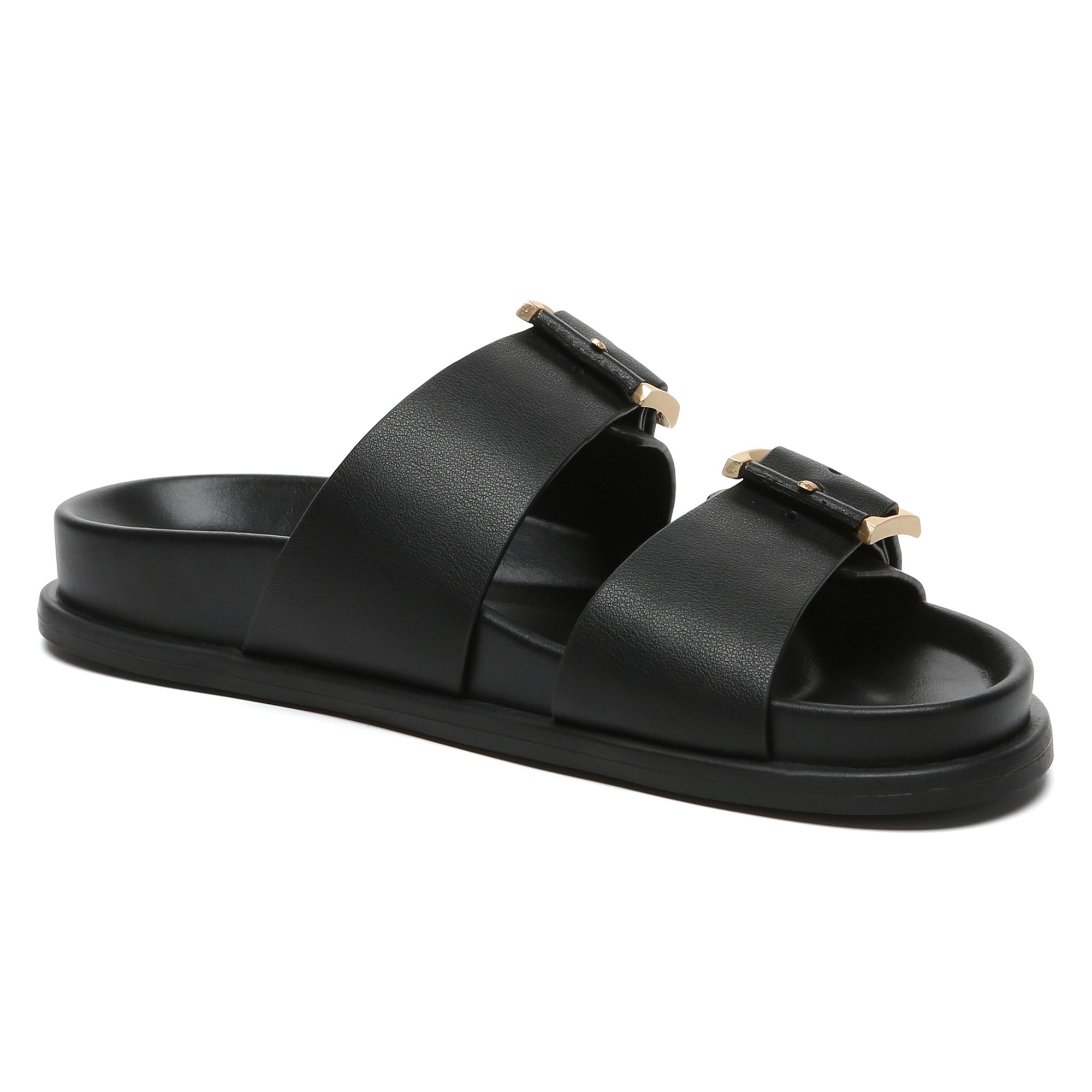 EverUgg Manisha Buckle Leather Sandals showing tan leather straps with metal buckle and open toe design.