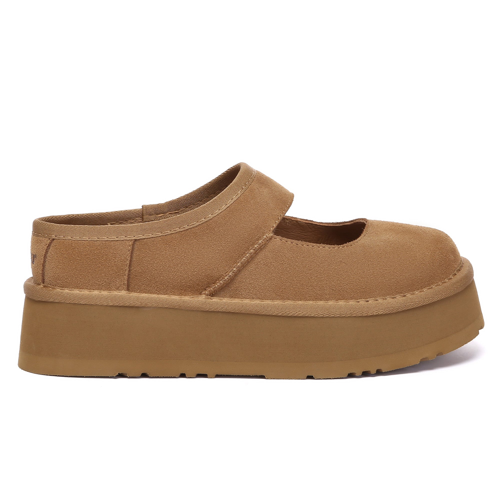 EverUgg Mary Jane platform slippers featuring a classic design with a cushioned sole and stylish ankle strap.