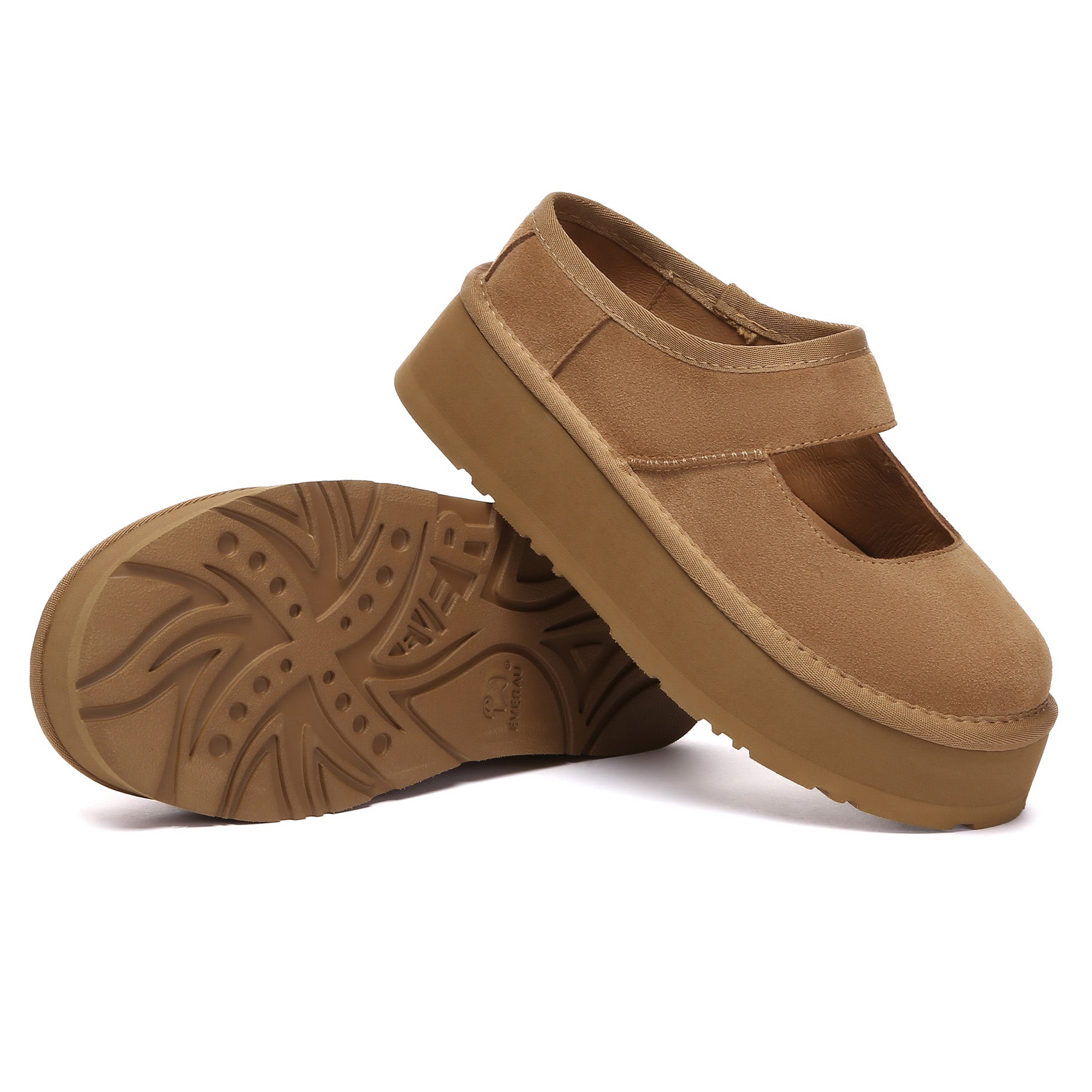 EverUgg Mary Jane platform slippers featuring a classic design with a thick sole and strap, ideal for comfortable casual wear.