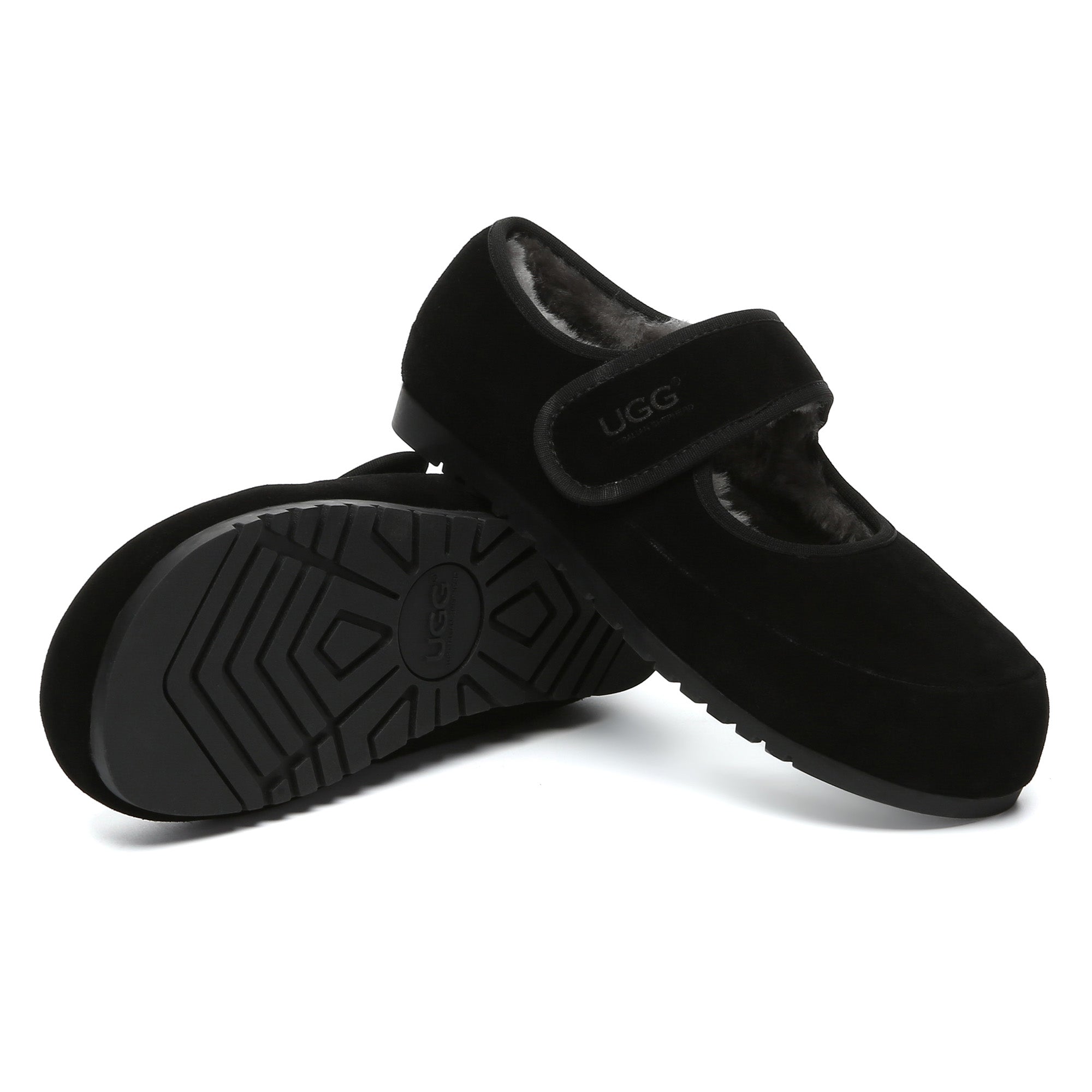 EverUgg Mary Jane strap loafer slippers for women, featuring classic UGG-style slip-on shoes with a strap detail.