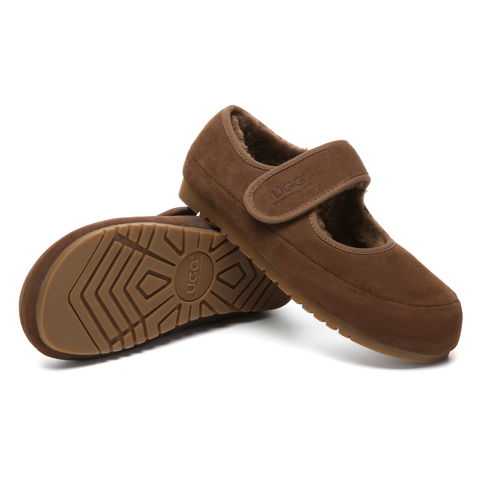 EverUgg Mary Jane strap loafer slippers for women, featuring UGG-style cozy slip-on shoes with a classic design and supportive strap.