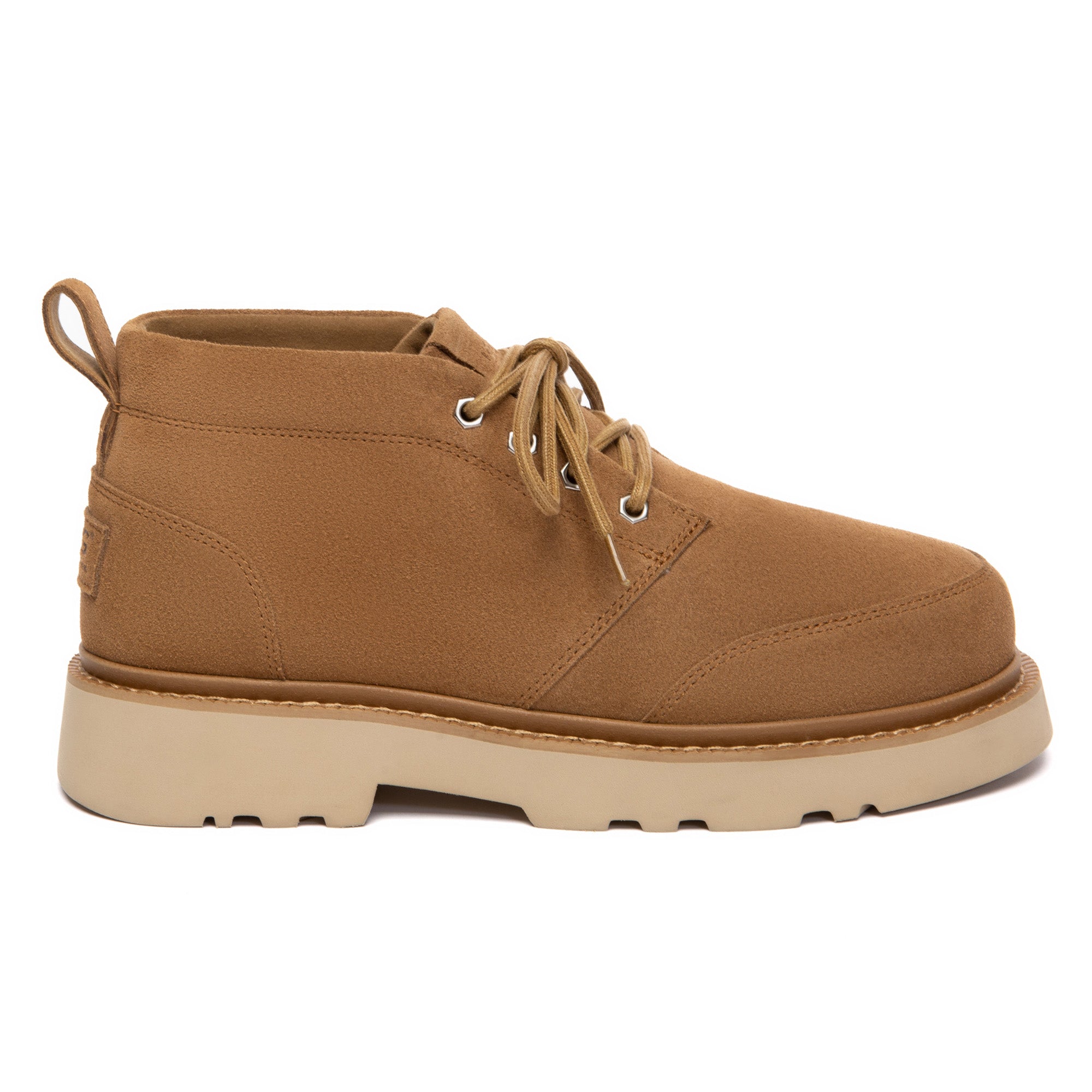 Men's casual lace-up ankle UGG chukka boots by EverUgg, featuring leather upper and rugged sole for everyday wear.