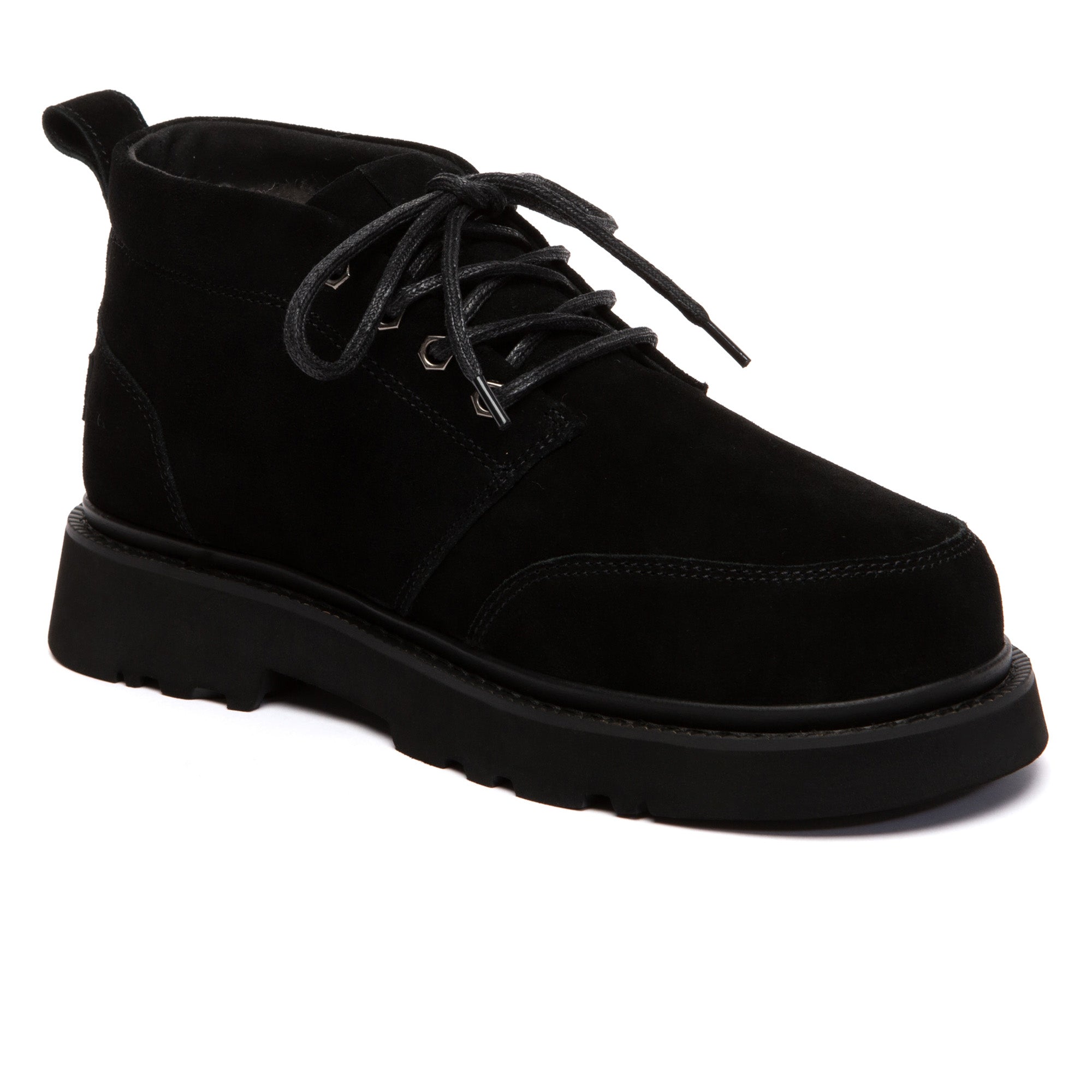 Men's casual lace-up ankle UGG chukka boots by EverUgg featuring suede material and rugged rubber soles.