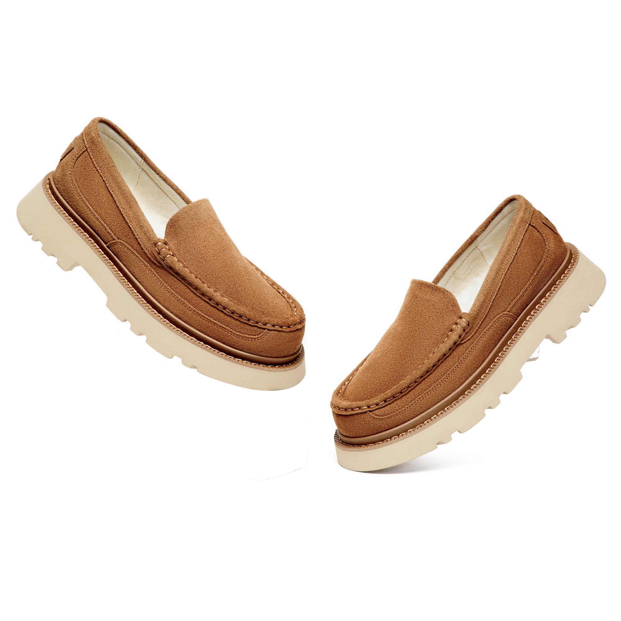 Men's casual UGG loafers flats by EverUgg featuring black leather with stitched detailing and slip-on design.