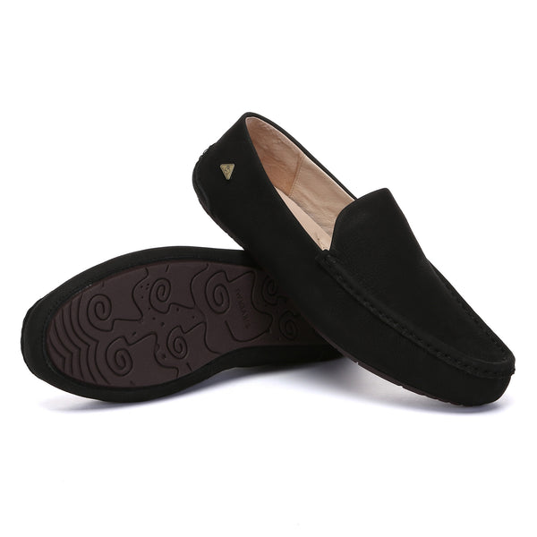 Men's EverUgg casual slip-on moccasin loafers in tan leather, featuring a soft sole and classic design.