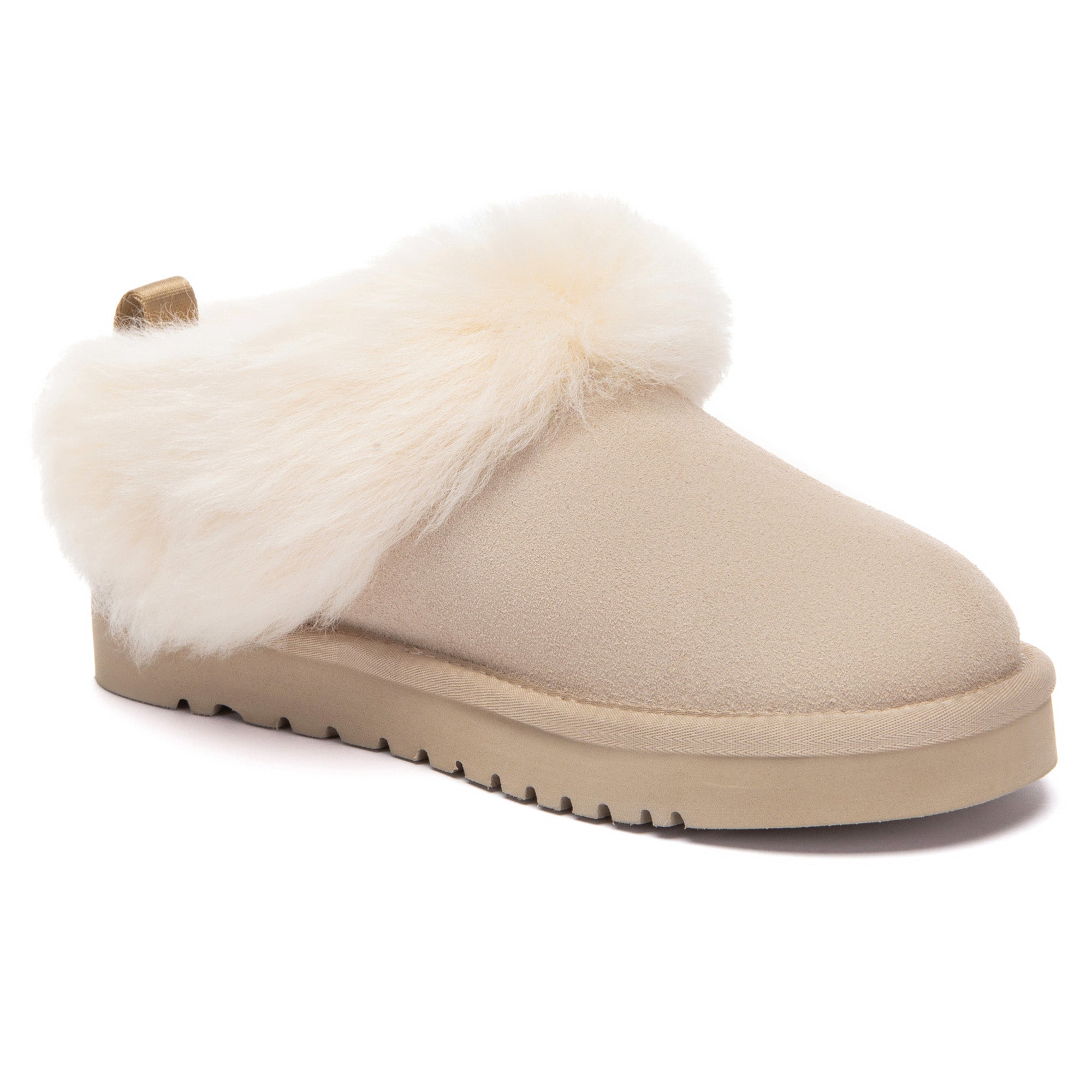 EverUgg Mia Plush Ankle Slippers with soft, cozy fur and slip-on design, ideal for comfortable indoor wear.