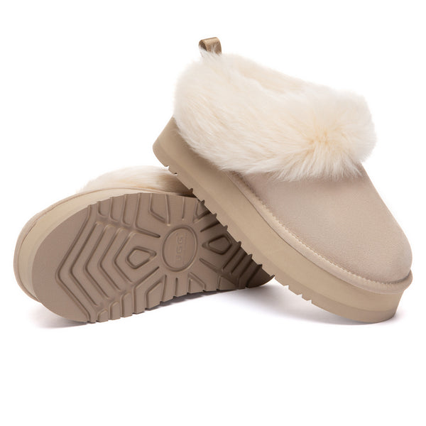 EverUgg Mia Plush Platform Slippers with soft, cozy UGG-style plush and thick platform sole for comfortable indoor wear.
