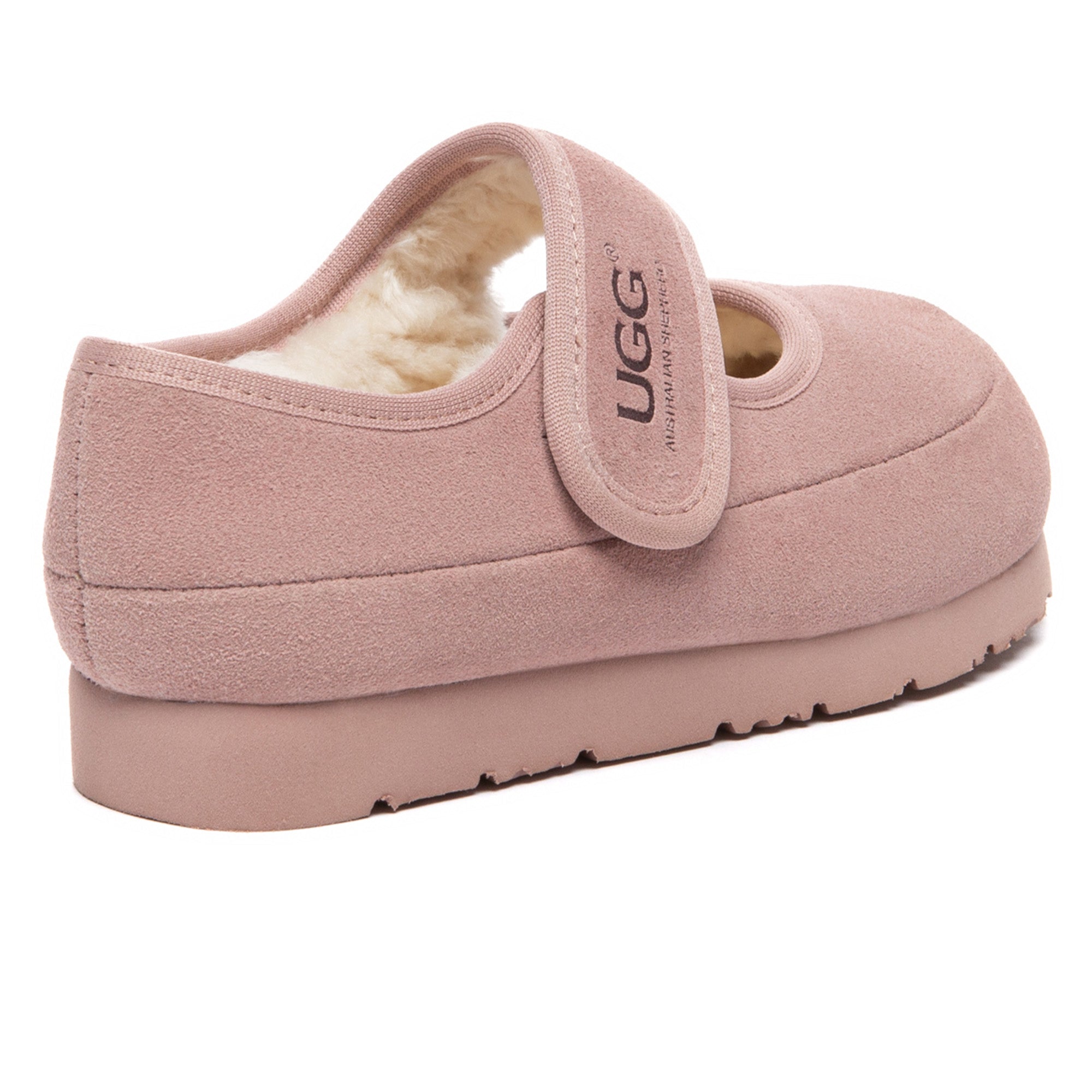 Kids' Millie Mary Jane UGG slippers by EverUgg featuring soft pink fabric and comfortable slip-on design.