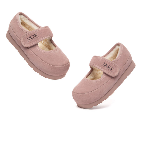 Kids' Millie Mary Jane UGG slippers by EverUgg featuring soft, cozy UGG slip-ons with a classic Mary Jane style for comfort and style.
