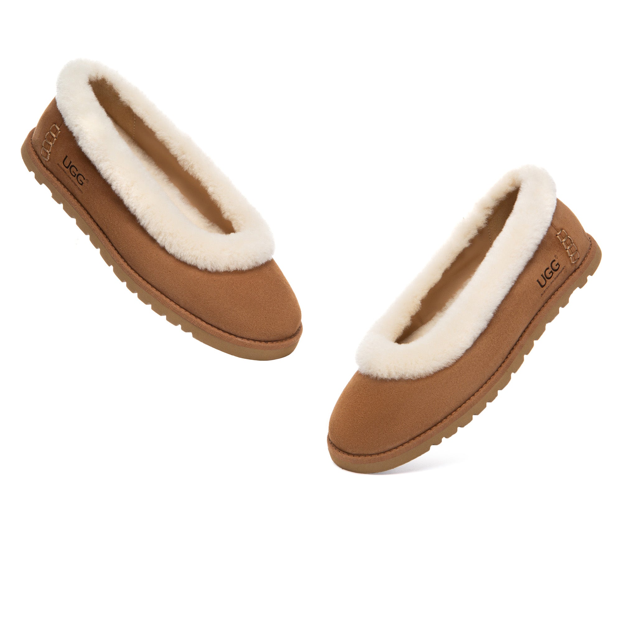 EverUgg Millie Open Trim UGG slippers with soft fur lining and open toe design, perfect for cozy indoor wear.