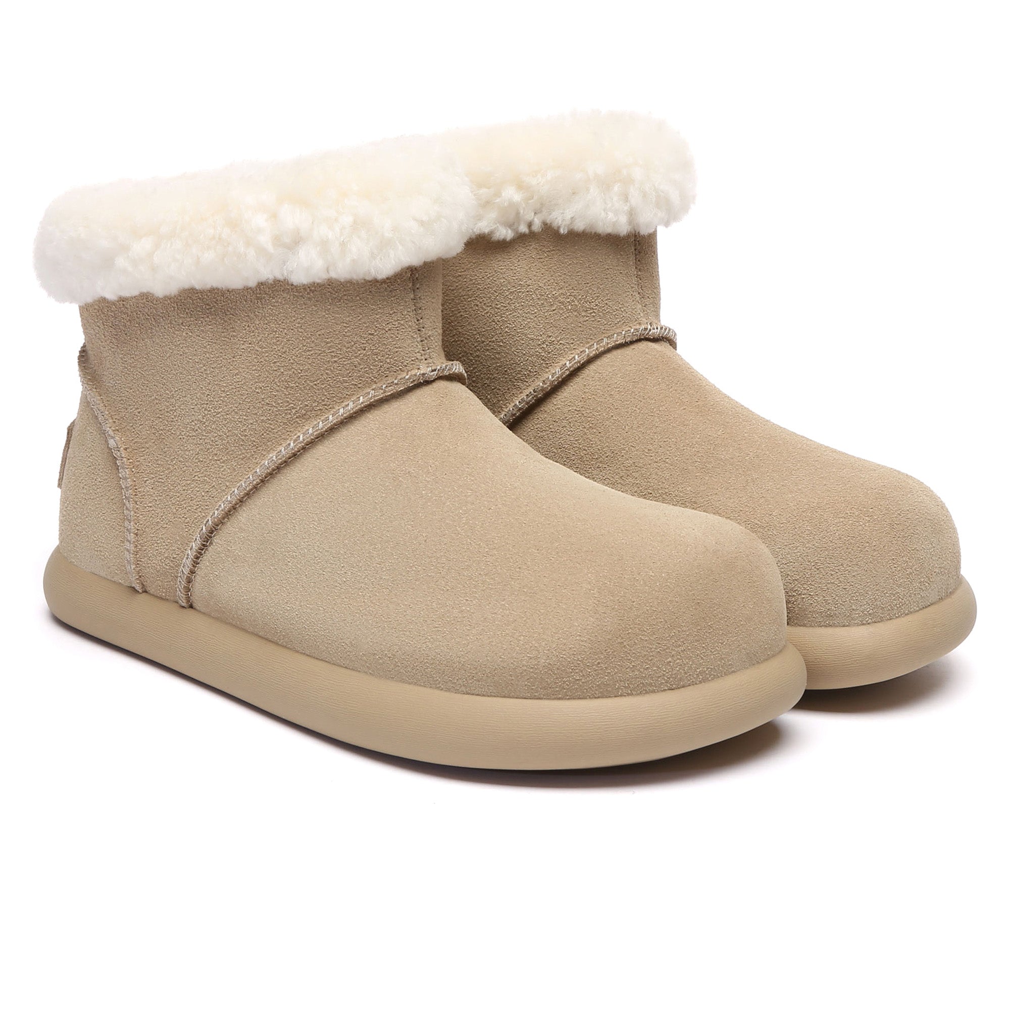 EverUgg Mini Ankle Classic UGG Boots for women, showing cozy, plush interior and soft suede exterior in a stylish ankle boot design.