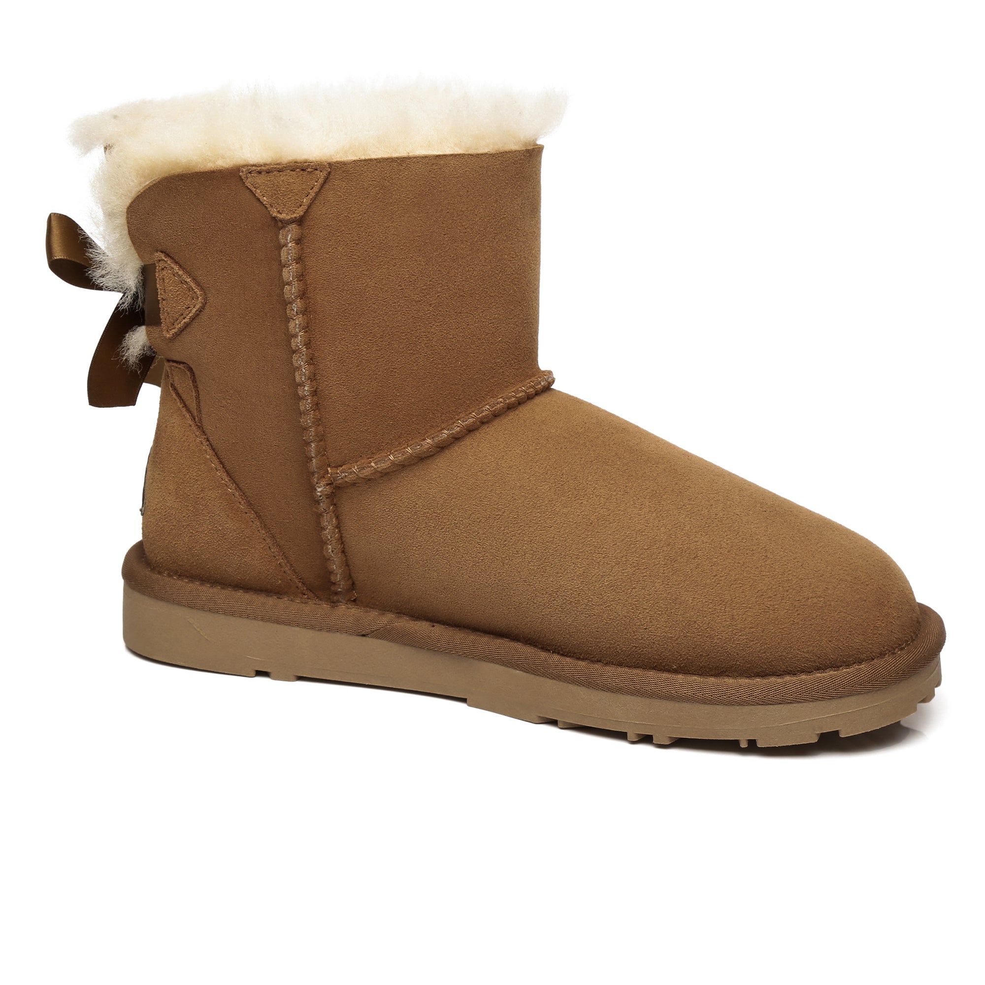 EverUgg Mini Back Bow UGG Boots showing a close-up of the stylish back bow detail on cozy, soft UGG footwear.