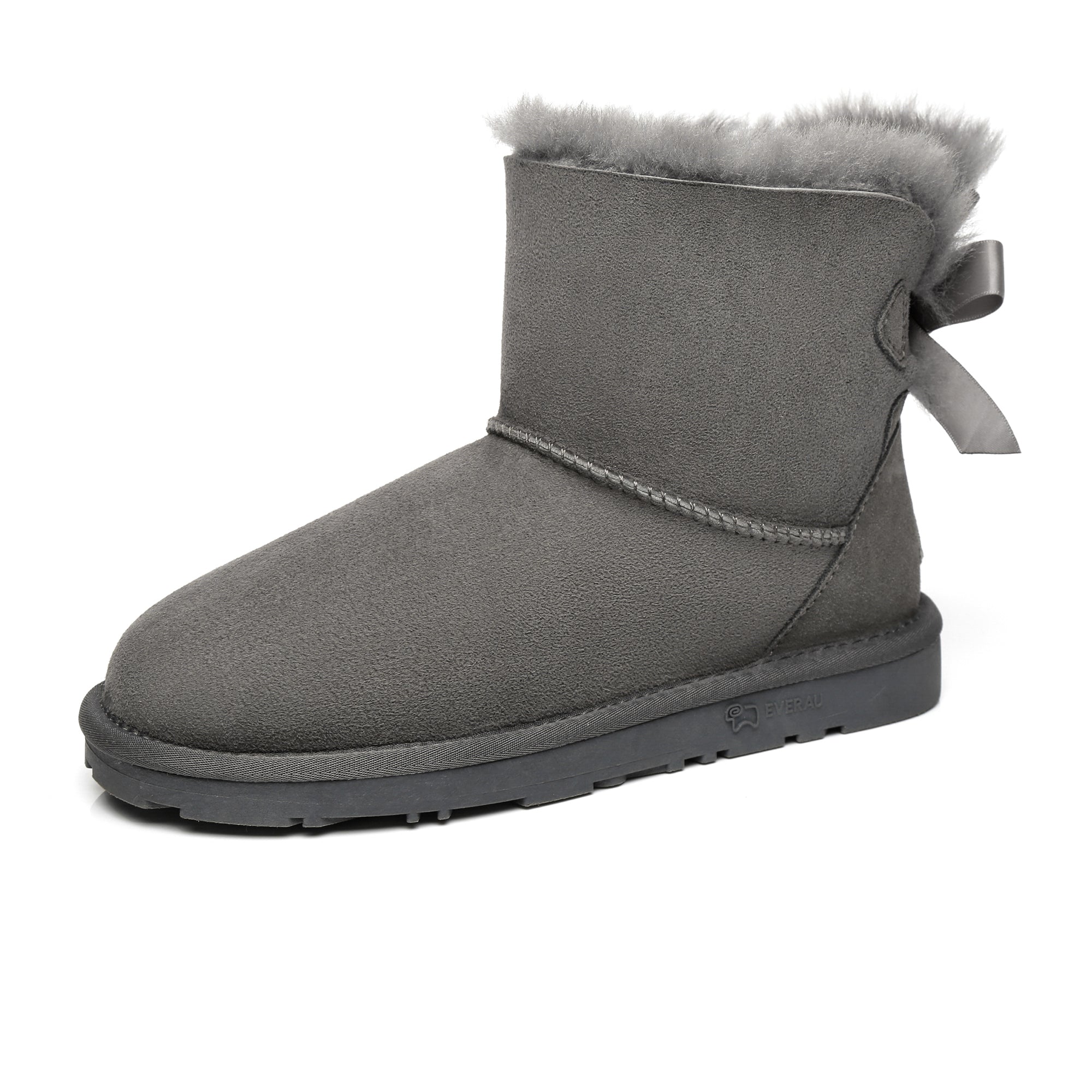 EverUgg Mini Back Bow UGG Boots showing the stylish back view with bow detail and classic sheepskin texture.